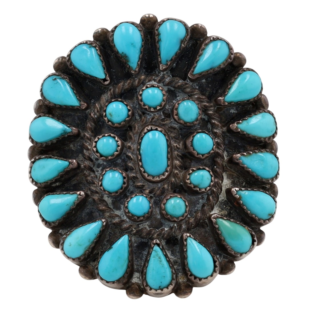 Vintage Zuni Sterling Turquoise Petit Point Ring Sz 7 (1 of 6)