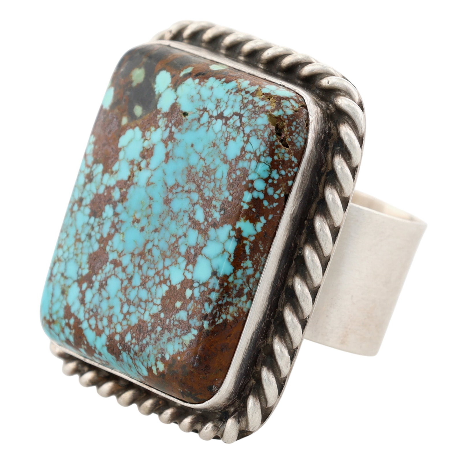 Augustine Largo Navajo Sterling #8 Turquoise Adjustable Ring - 3