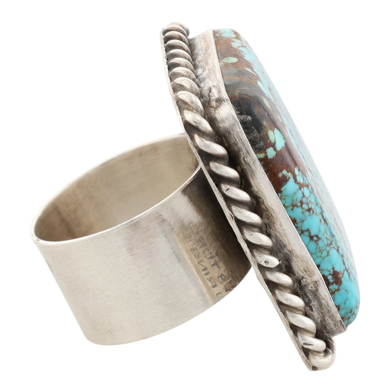 Augustine Largo Navajo Sterling #8 Turquoise Adjustable Ring - 5