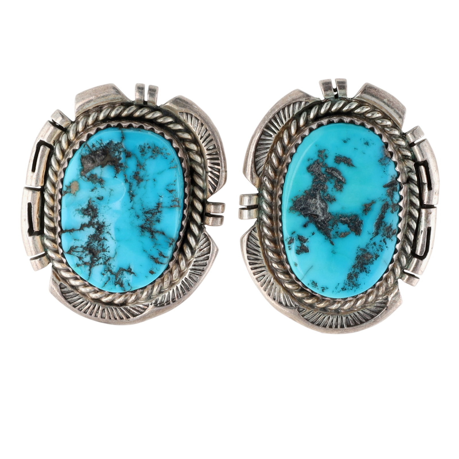 Signed Navajo Sterling Turquoise Earrings (1 of 4)