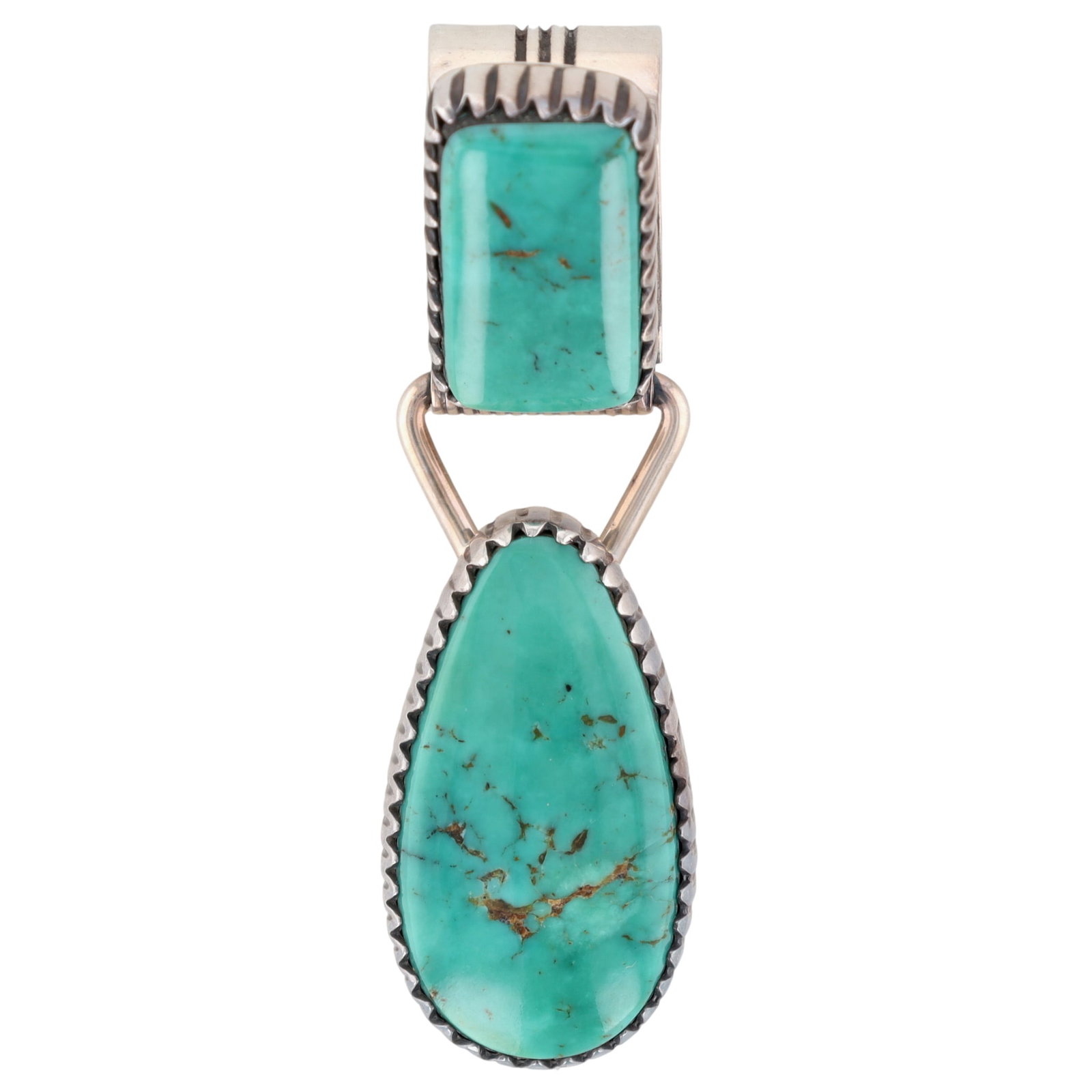 Running Bear Navajo Sterling Turquoise Hinge Pendant (1 of 4)