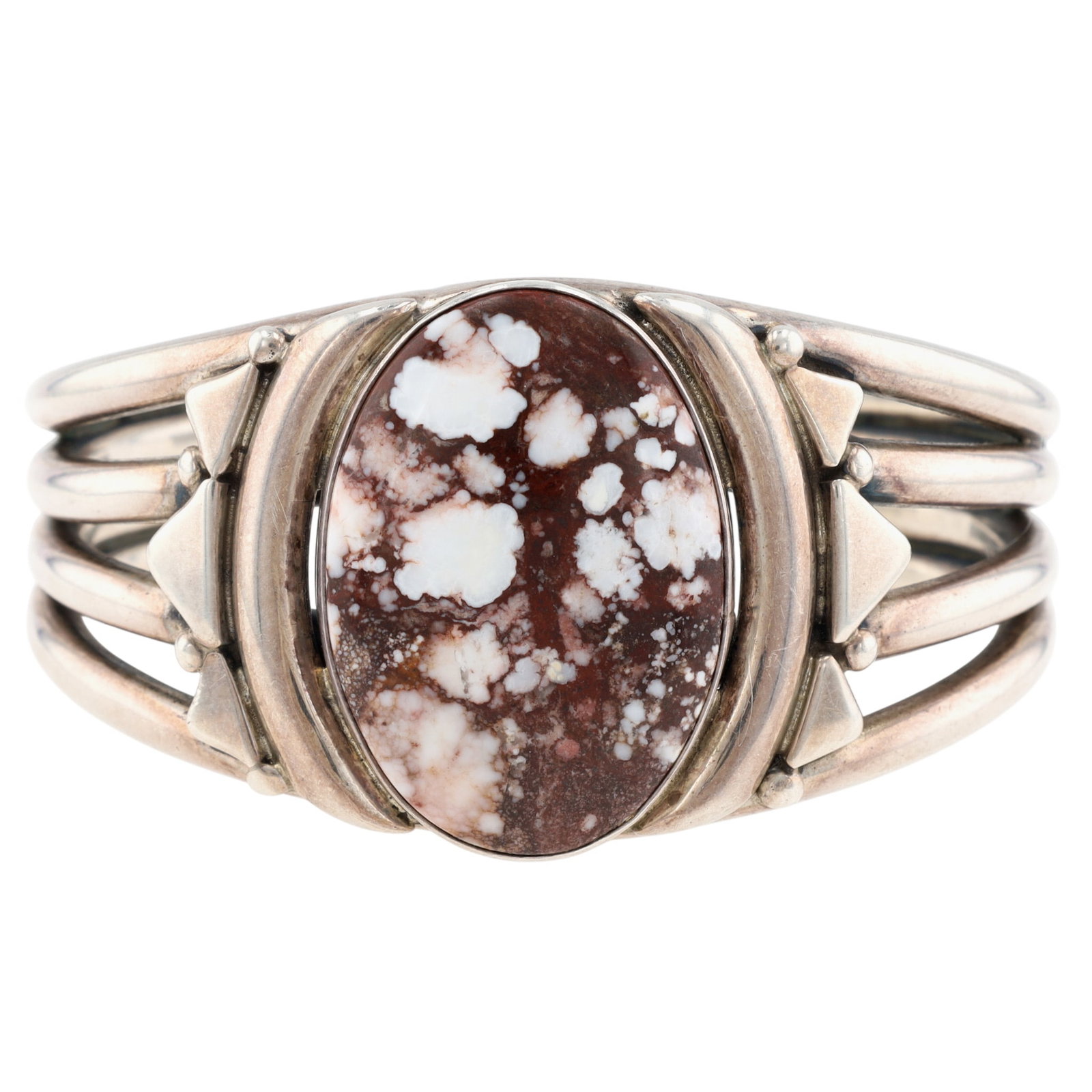 Allison Snowhawk Lee Navajo Sterling Wild Horse Magnesite Cuff Bracelet: Allison "Snowhawk" Lee Navajo Sterling Wild Horse Magnesite Cuff Bracelet | Weight: 105.6g | Approximate Inner Circumference (Including Gap): 7" | Gap: 1.25" | Solid, heavy, well made cuff!