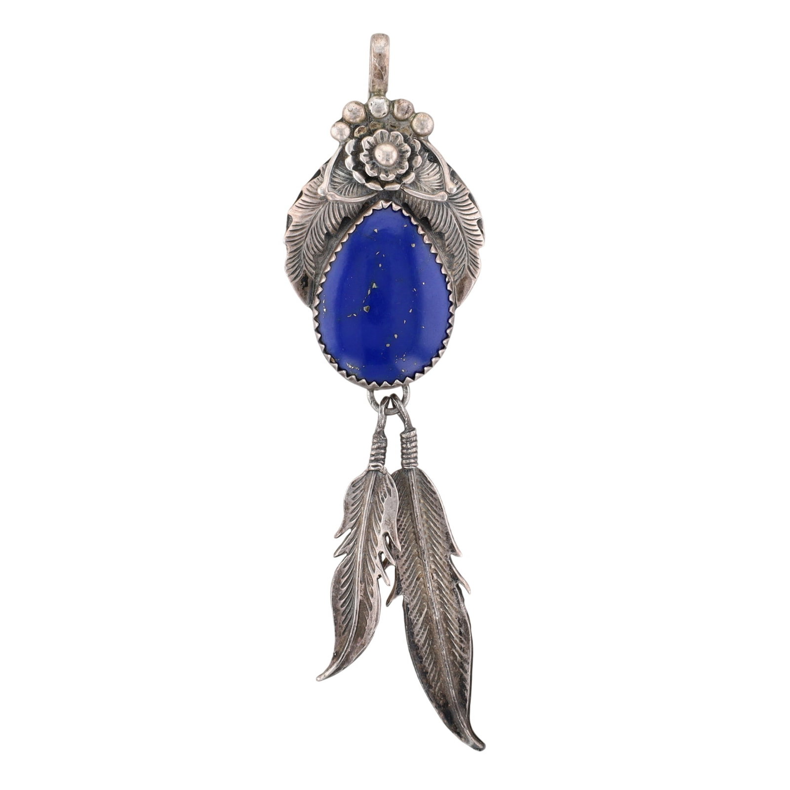 Vintage Navajo Sterling Lapis Lazuli Feather Pendant (1 of 4)