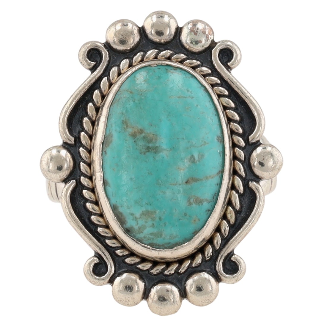 Bell Trading Post Sterling Turquoise Ring Sz 7.5 (1 of 7)
