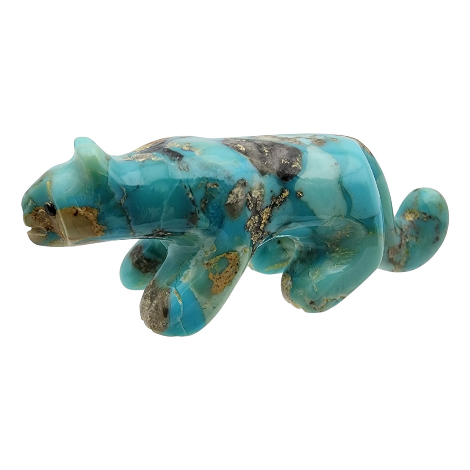 Signed Zuni Turquoise Mountain Lion Fetish Carving (1 of 6)