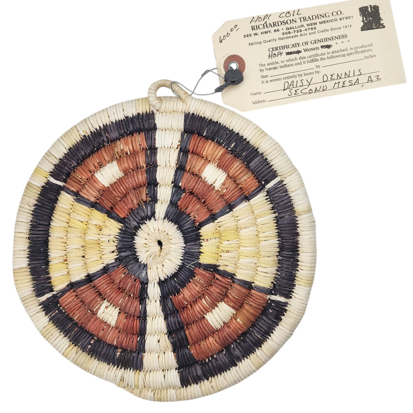 Daisy Dennis Hopi Geometric Polychrome Coil Plaque Basket (1 of 5)