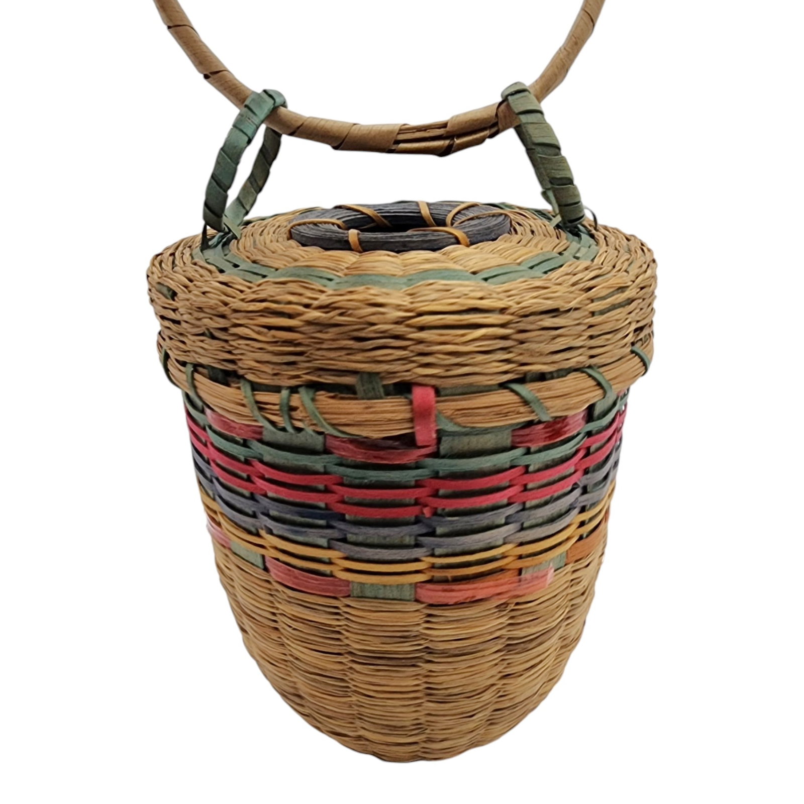 Native American Lidded Hanging Basket - 6