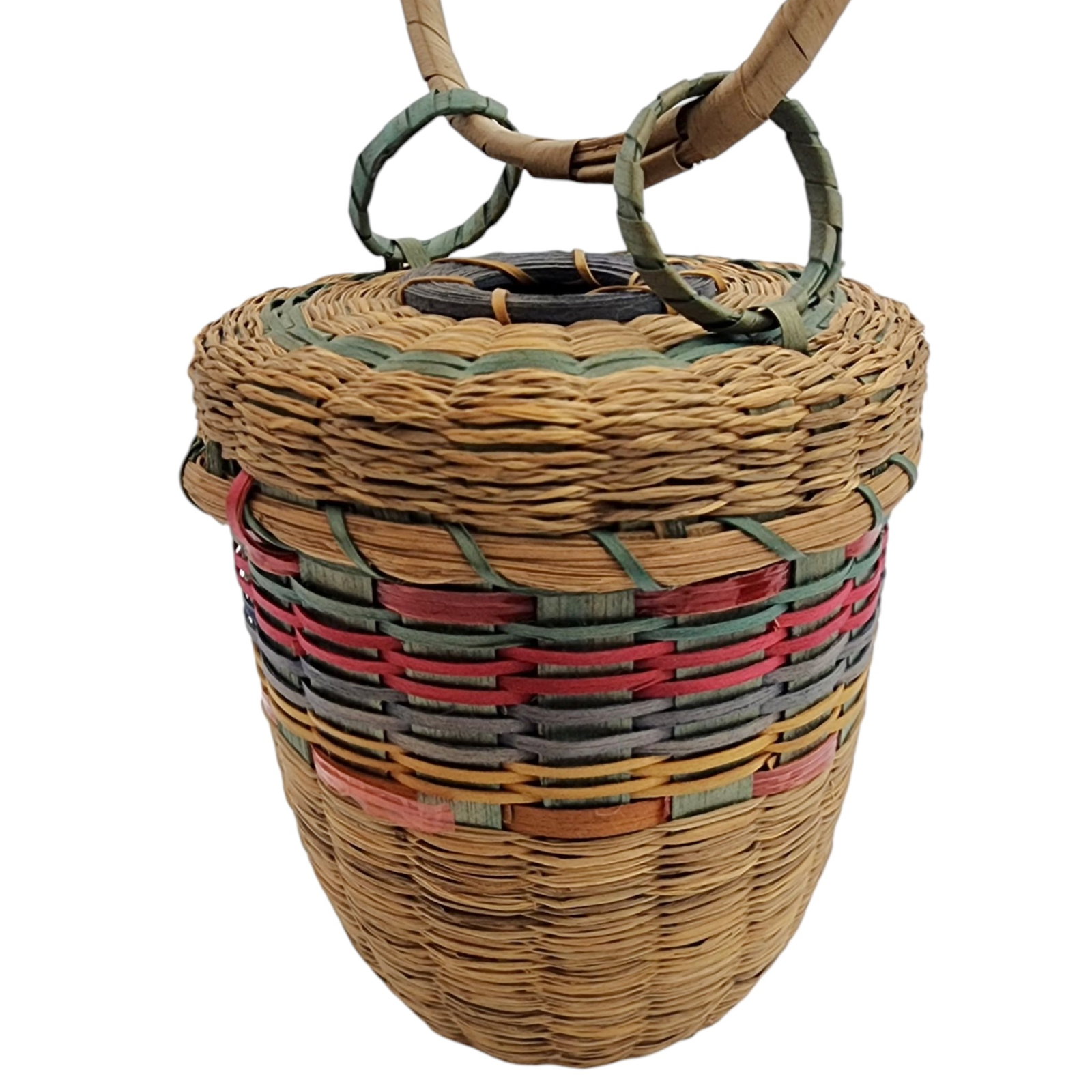 Native American Lidded Hanging Basket - 7