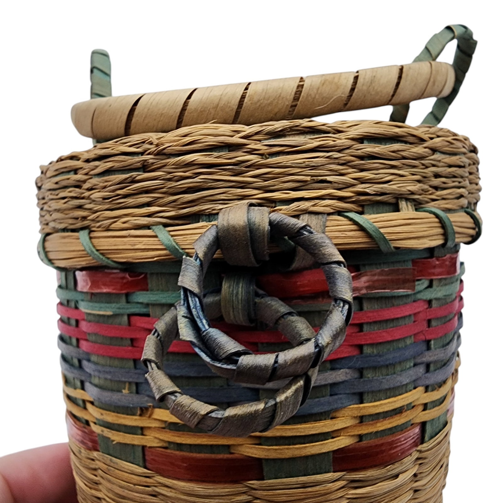 Native American Lidded Hanging Basket - 9
