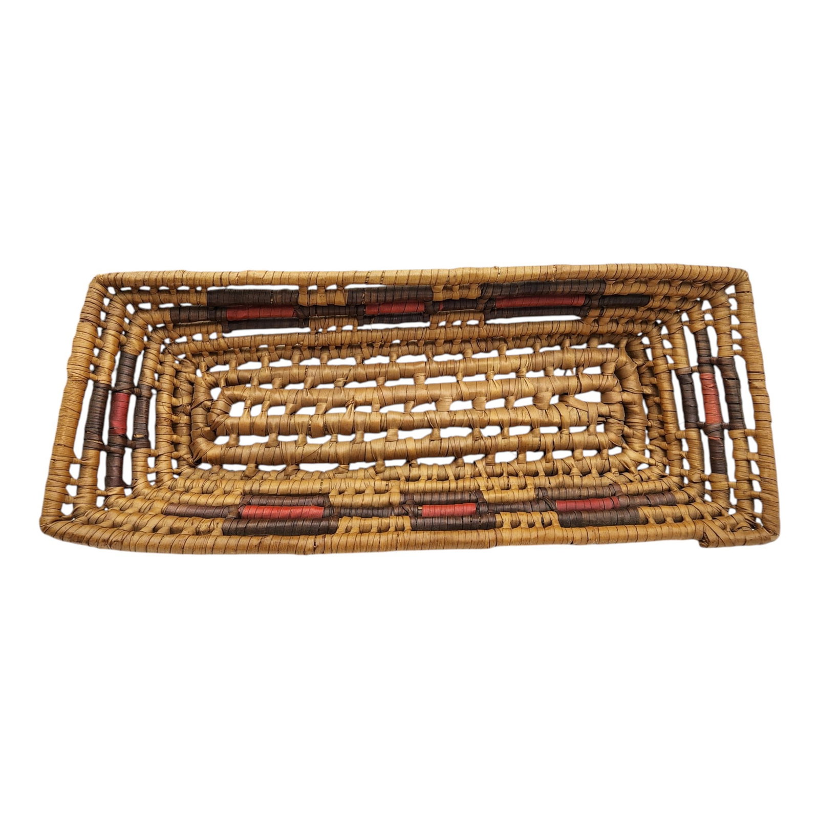 Native American Woven Rectangle Basket - 2