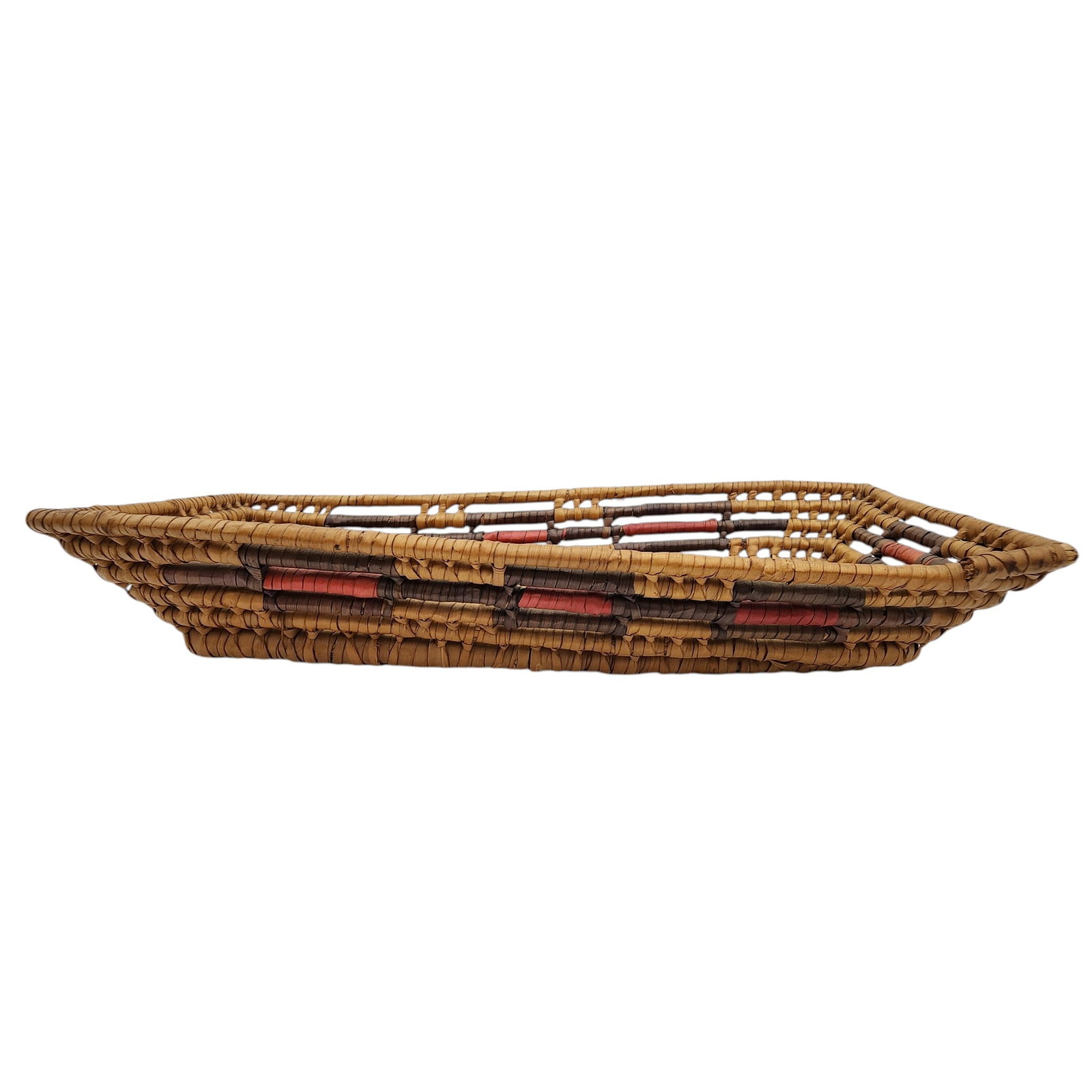 Native American Woven Rectangle Basket - 4