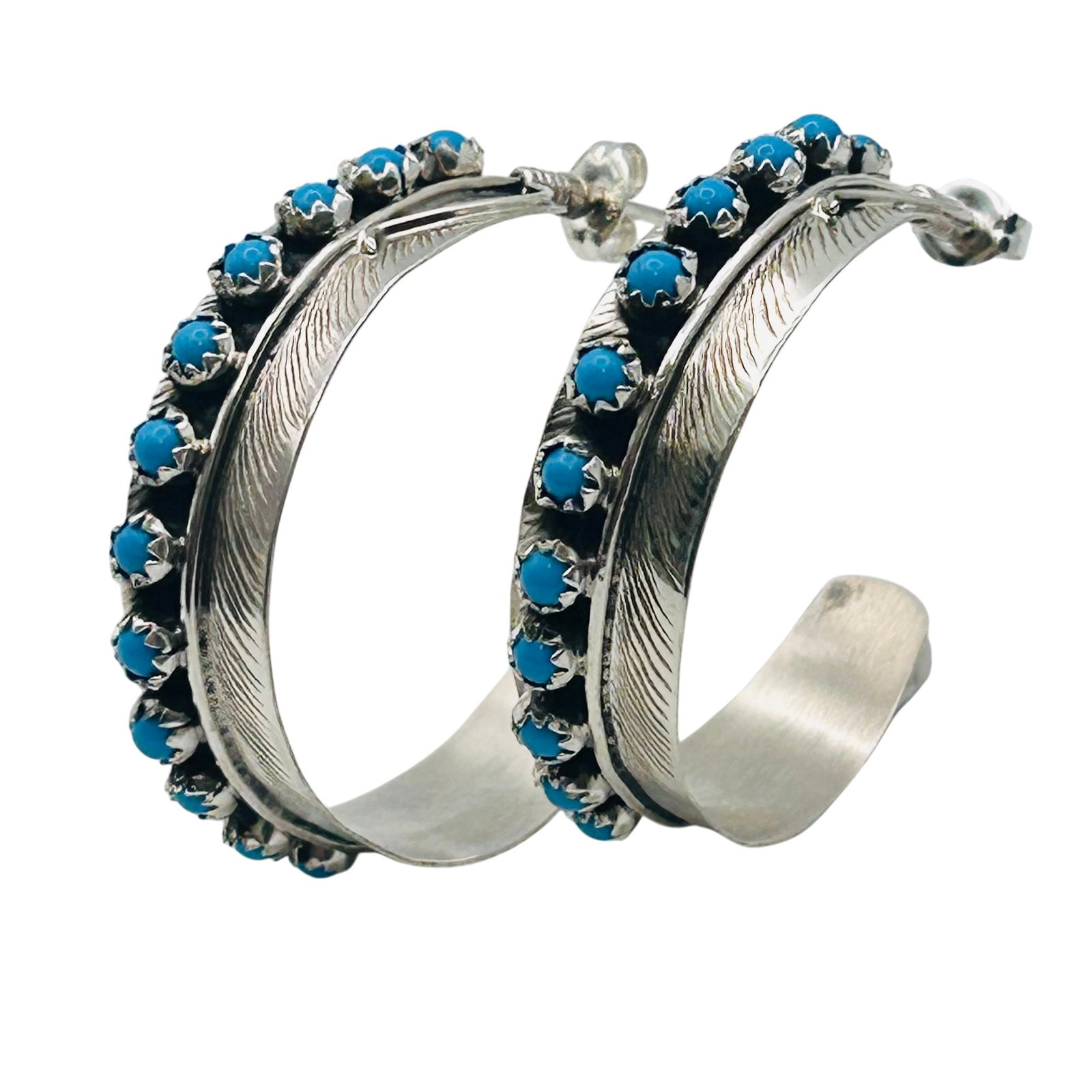 Chester Charley Navajo Sterling Kingman Turquoise Earring (1 of 7)