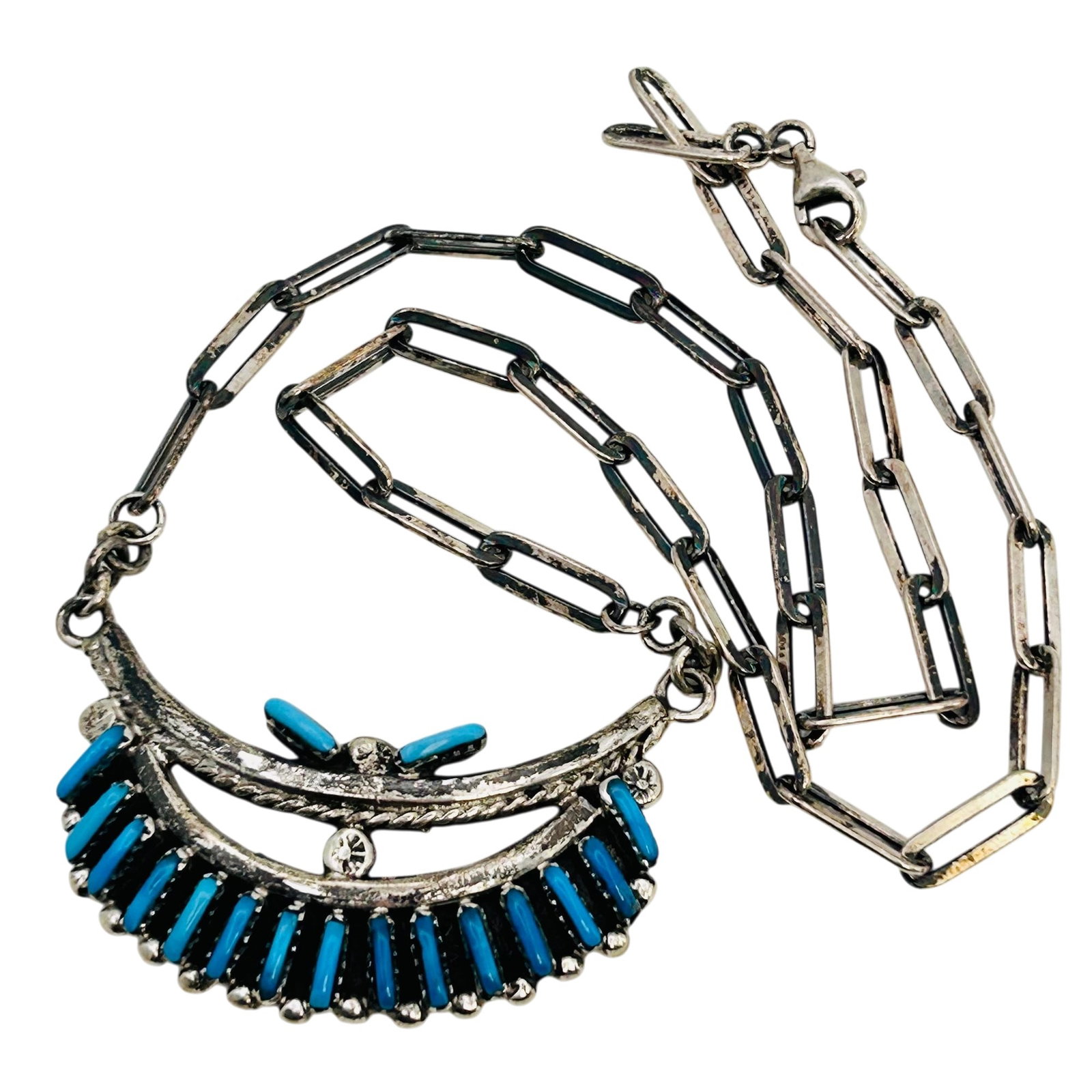Southwestern Sterling Kingman Turquoise Necklace (1 of 7)