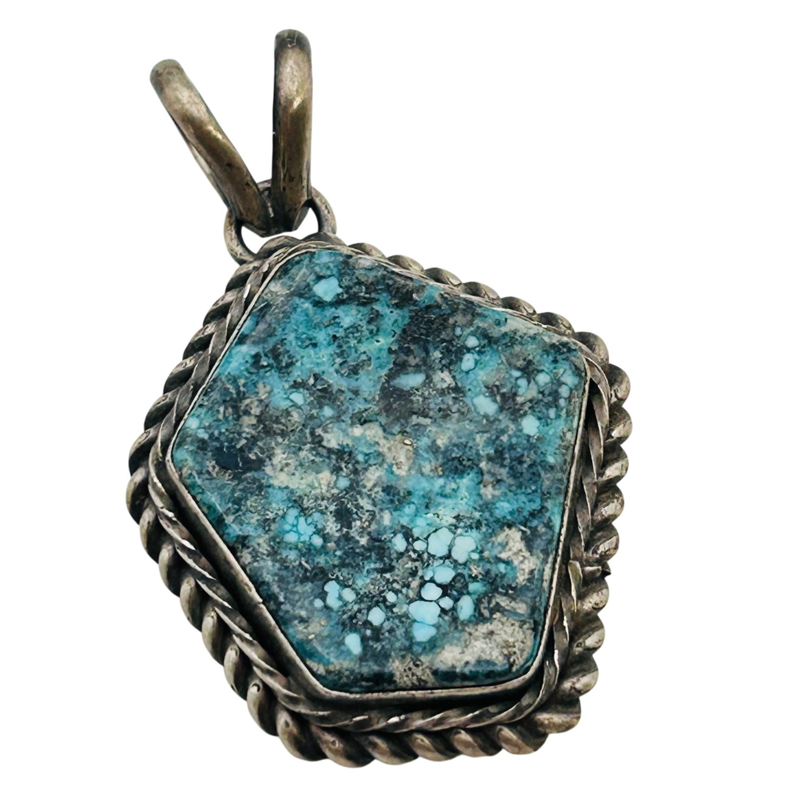 Eli Skeets Navajo Sterling Sonoran Turquoise Pendant (1 of 5)