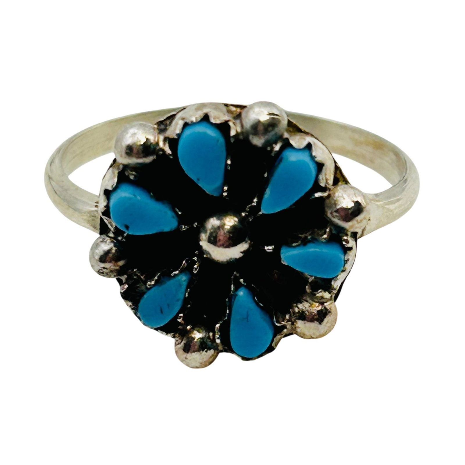 Tricia Leekity Zuni Sterling Turquoise Ring Sz 6.5 (1 of 6)