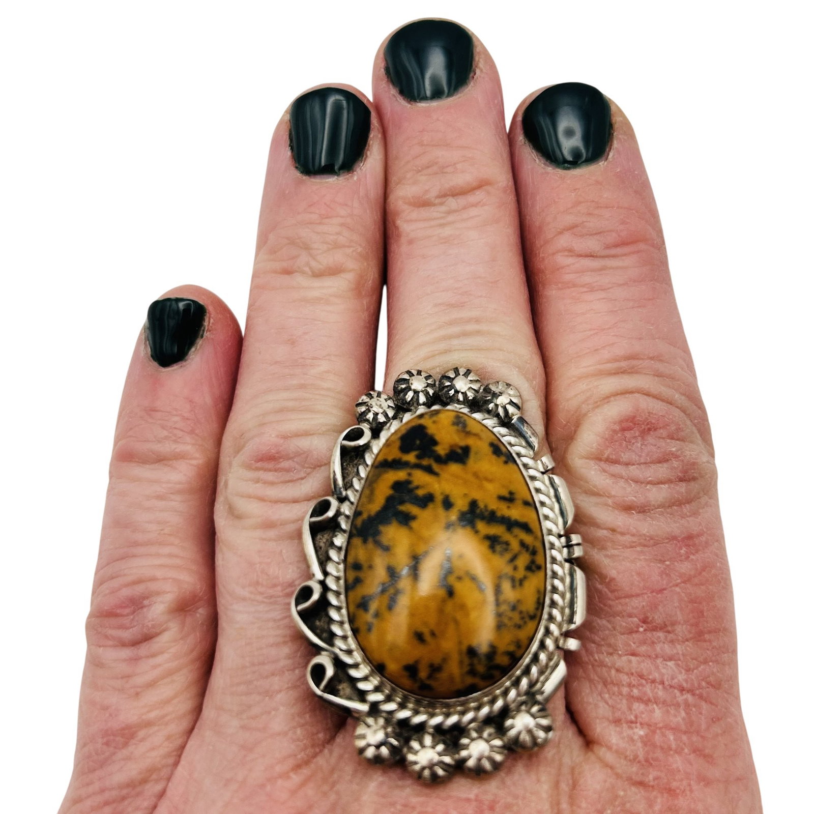 SF Begay Navajo Sterling Jasper Ring Sz 8 (1 of 6)