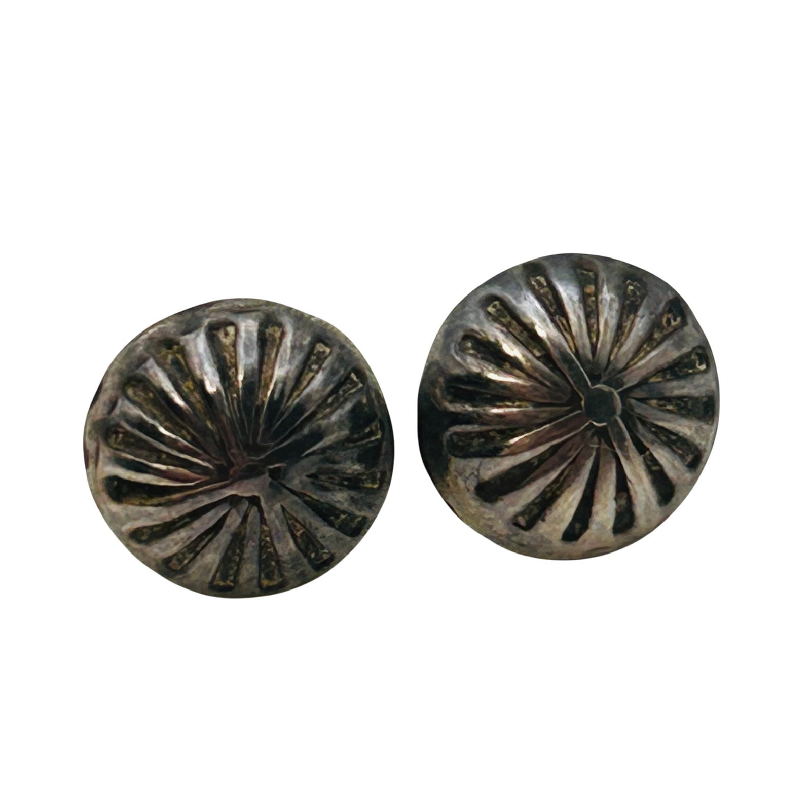 Navajo Sterling Stamped Stud Earrings (1 of 5)