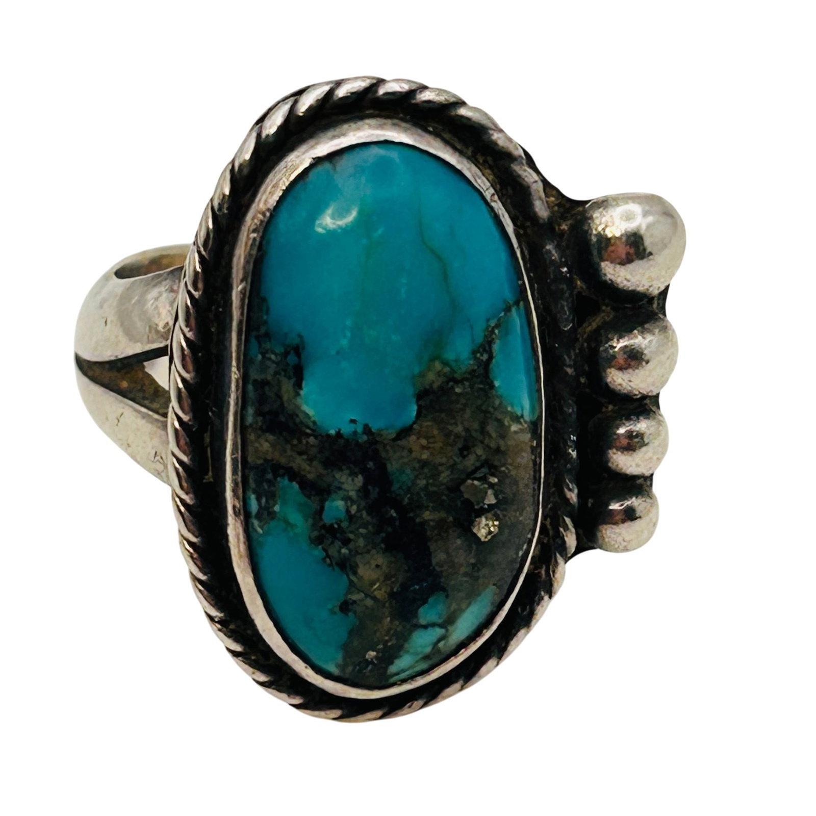 Vintage Navajo Sterling Turquoise Ring Sz 7 (1 of 8)