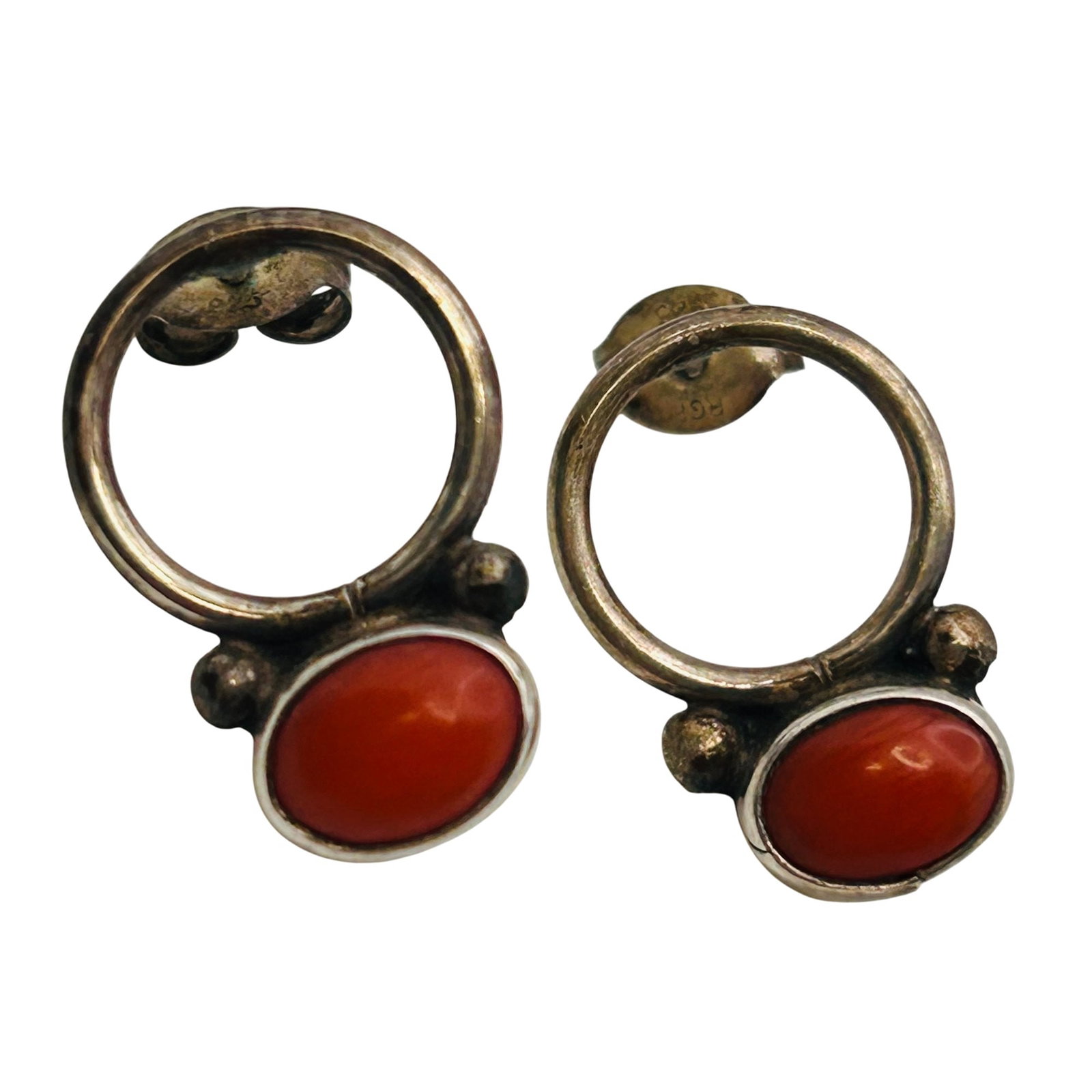 Vintage Navajo Sterling Coral Earrings (1 of 5)