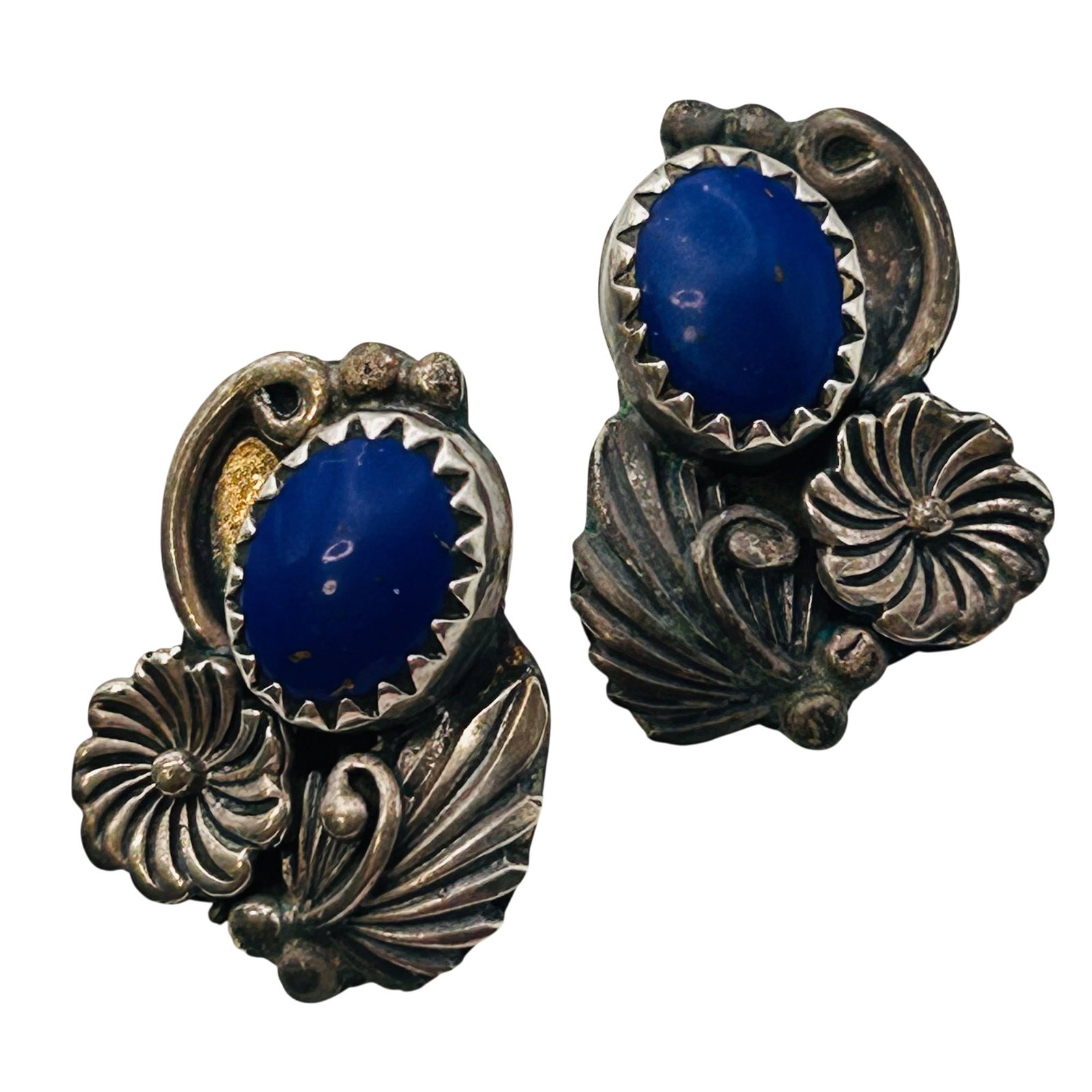 Navajo Sterling Lapis Lazuli Earrings (1 of 4)