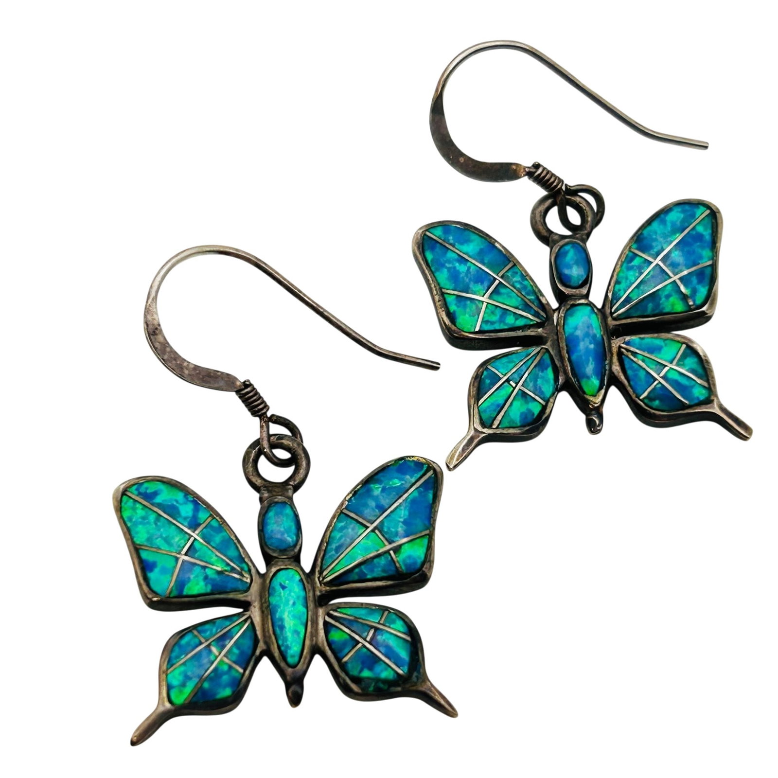 Southwest Sterling Opal Butterfly Dangle Earrings (1 of 5)