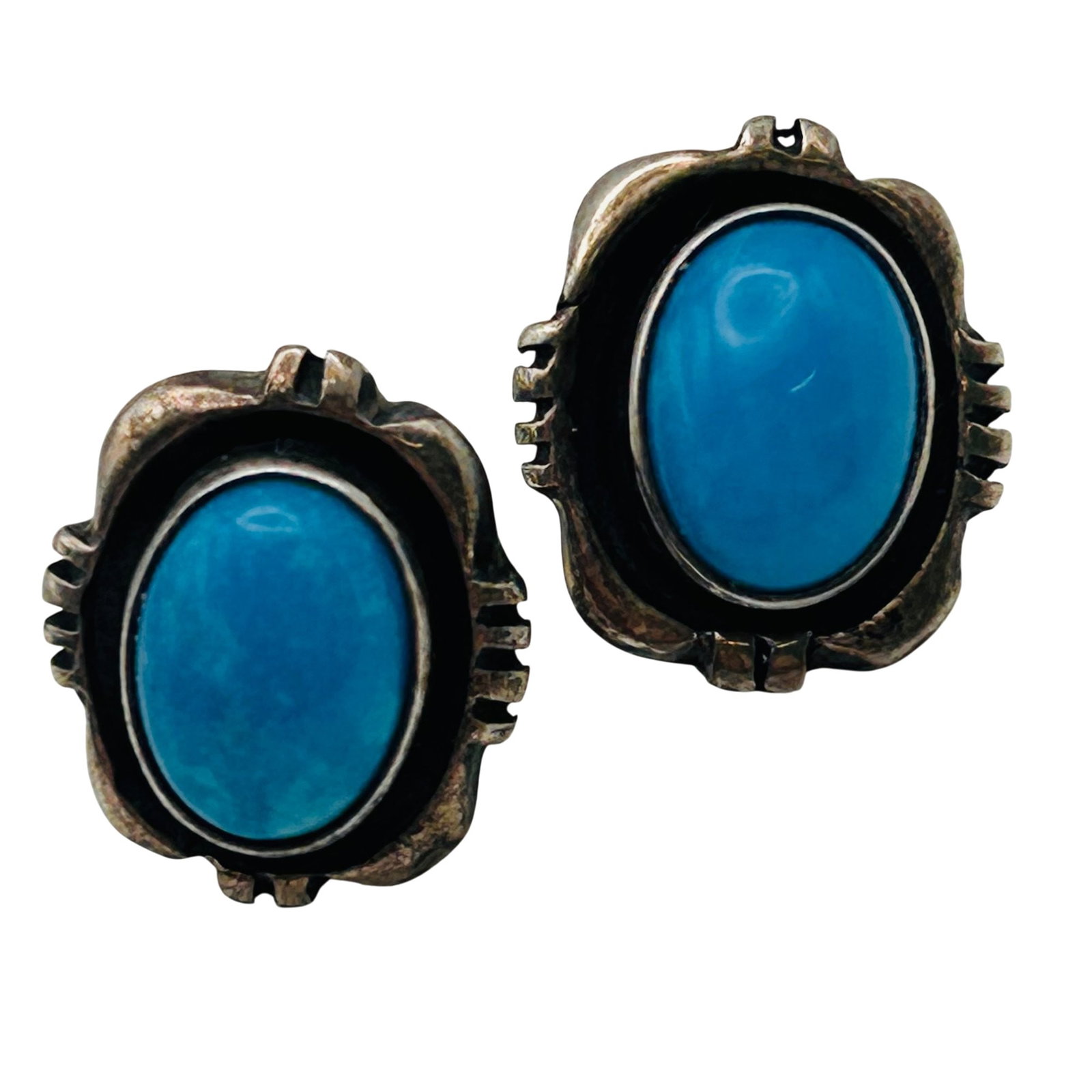 Signed Navajo Sterling Turquoise Earrings (1 of 6)