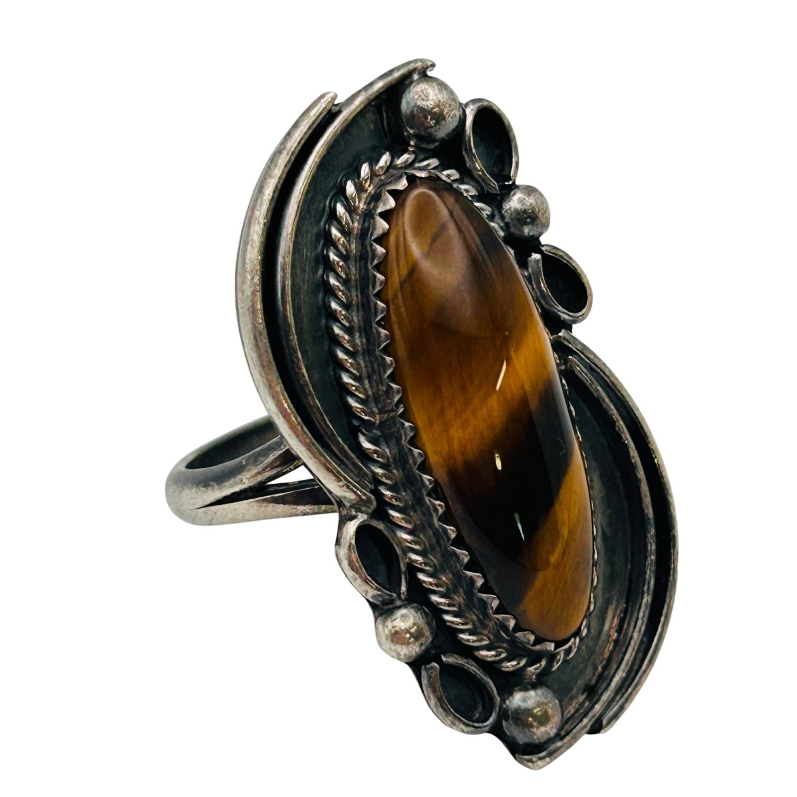 Navajo Sterling Tigers Eye Ring Sz 7 (1 of 6)