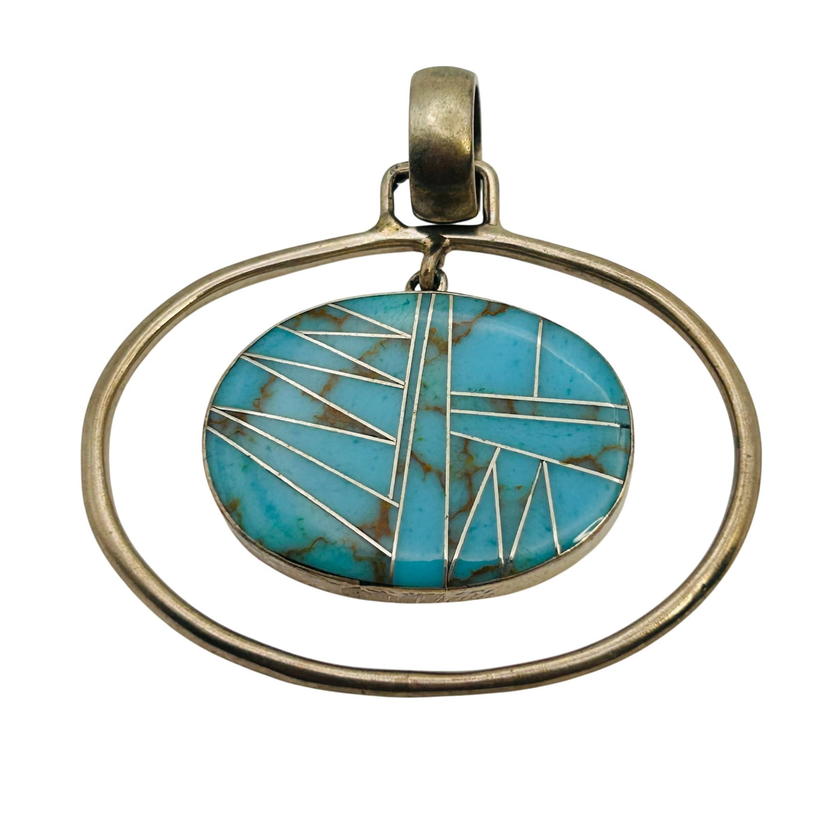 Sterling Inlay Turquoise Pendant: Sterling inlay turquoise pendant 7g