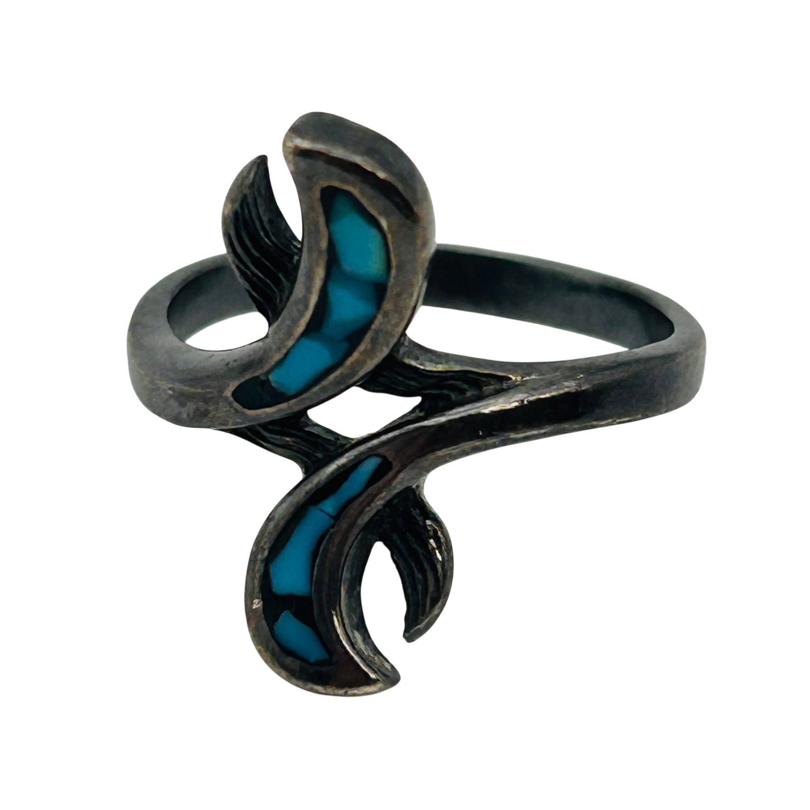 Southwest Sterling Turquoise Bypass Ring Sz 6 (1 of 5)