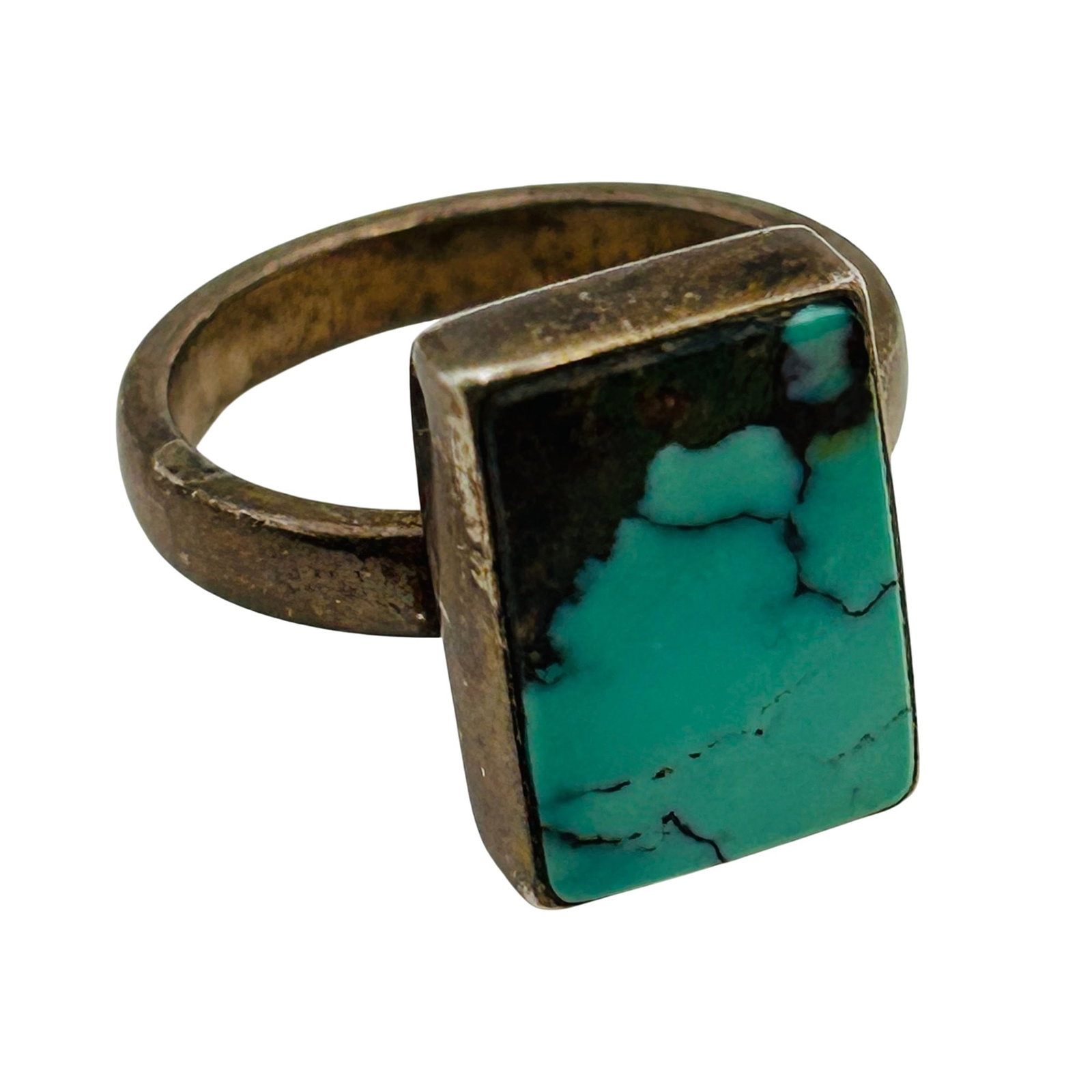 Signed Navajo Sterling Turquoise Ring Sz 5 (1 of 7)