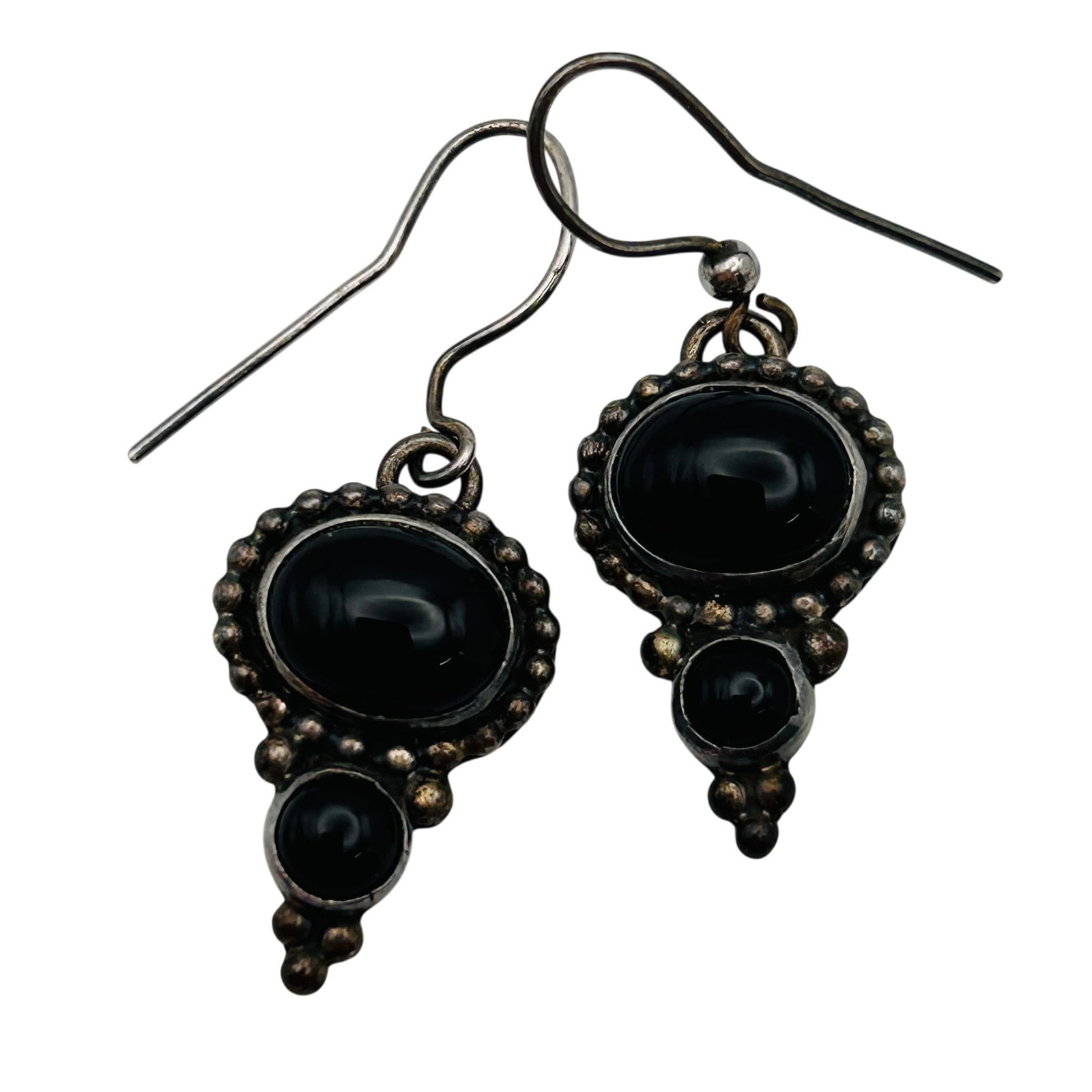 Evelyn Abeita Navajo Sterling Onyx Earrings (1 of 5)