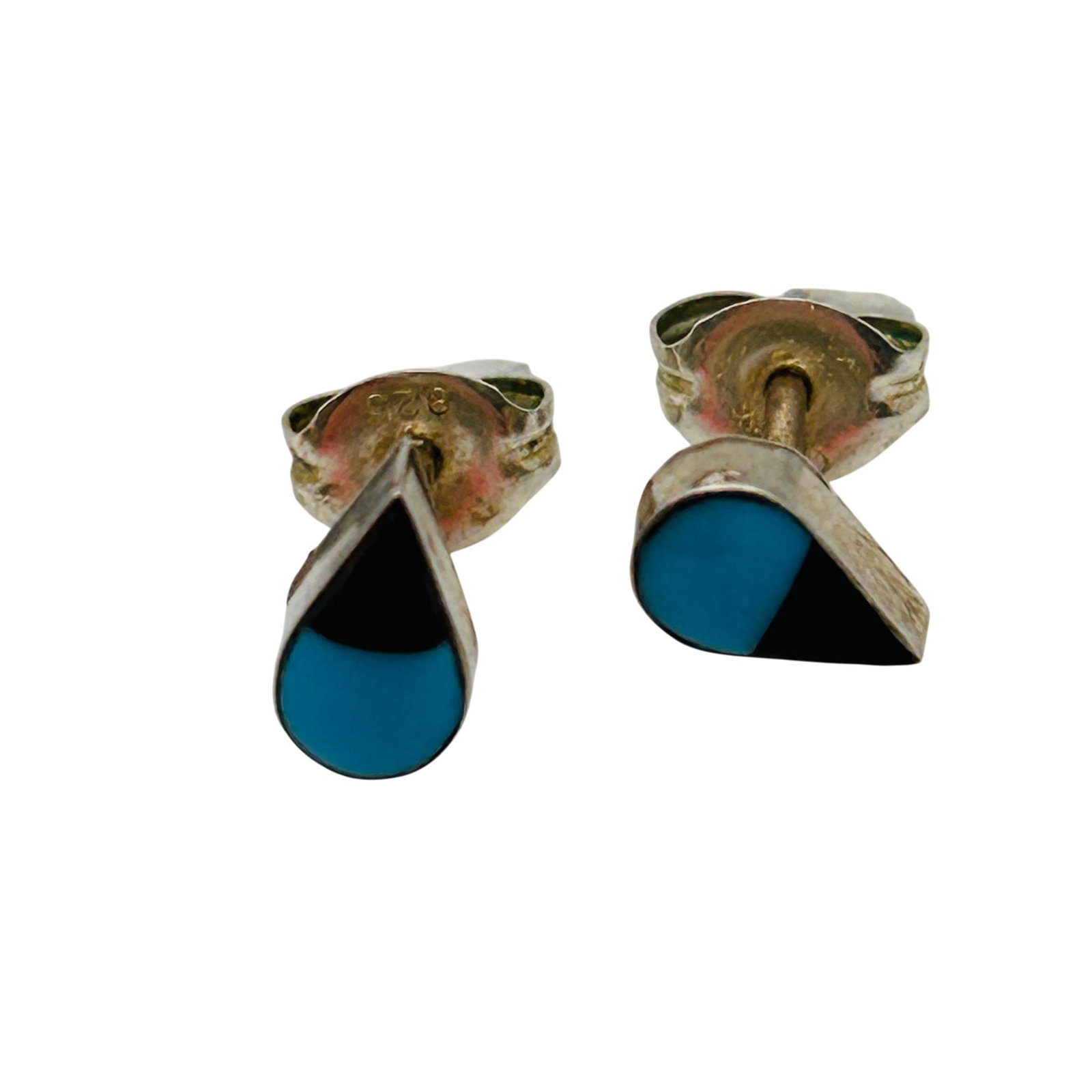 Southwest Sterling Turquoise And Onyx Earrings (1 of 6)
