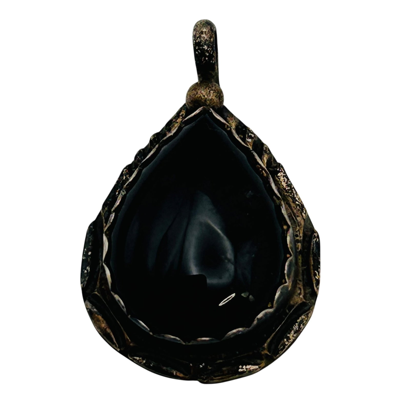 Signed Vintage Navajo Sterling Onyx Pendant (1 of 4)