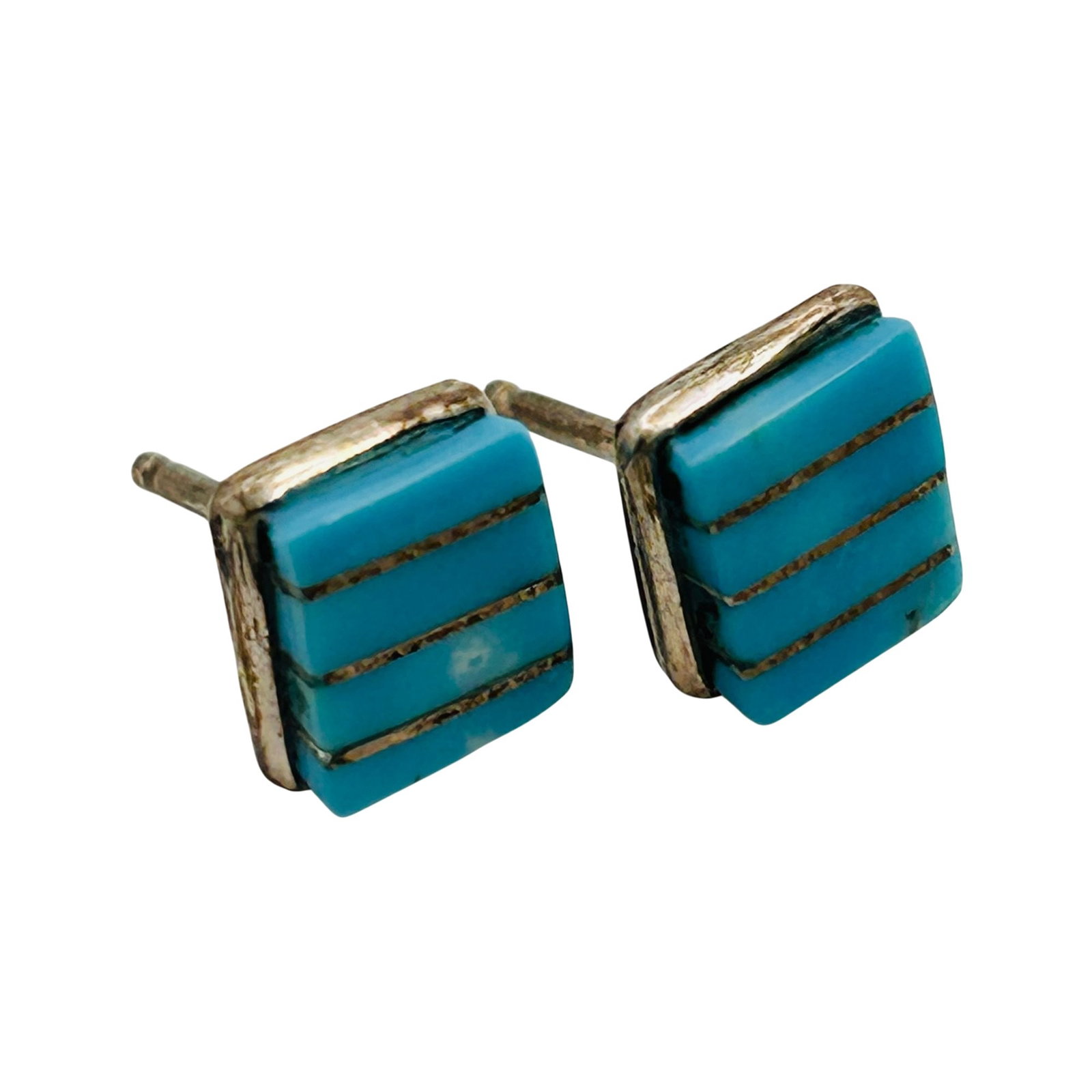 Native Sterling Turquoise Earrings: Native sterling turquoise earring 1.1g