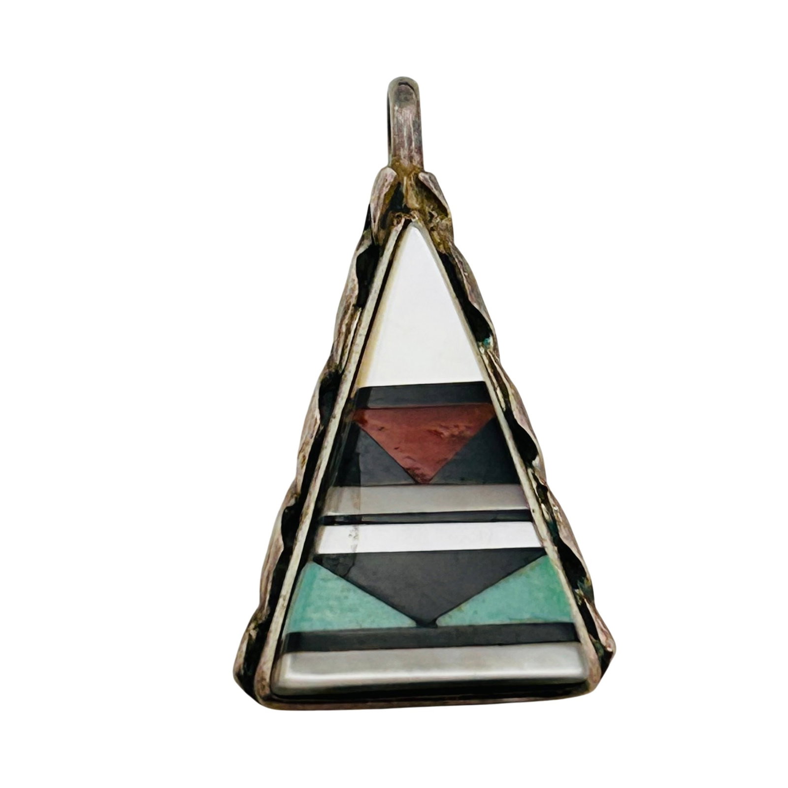 Zuni Sterling Inlay Multi-stone Pendant (1 of 4)