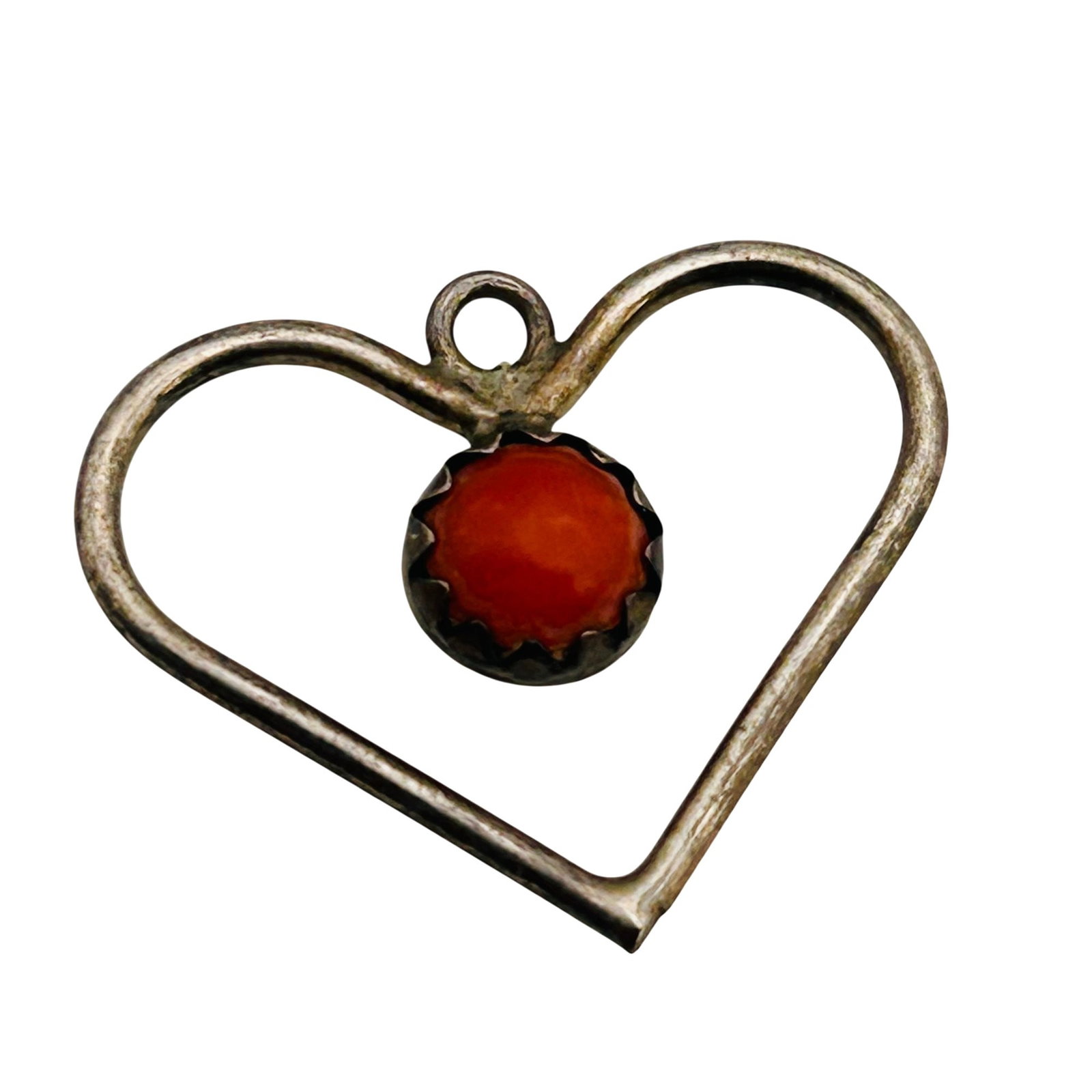 Perry Navajo Sterling Coral Heart Pendant (1 of 5)