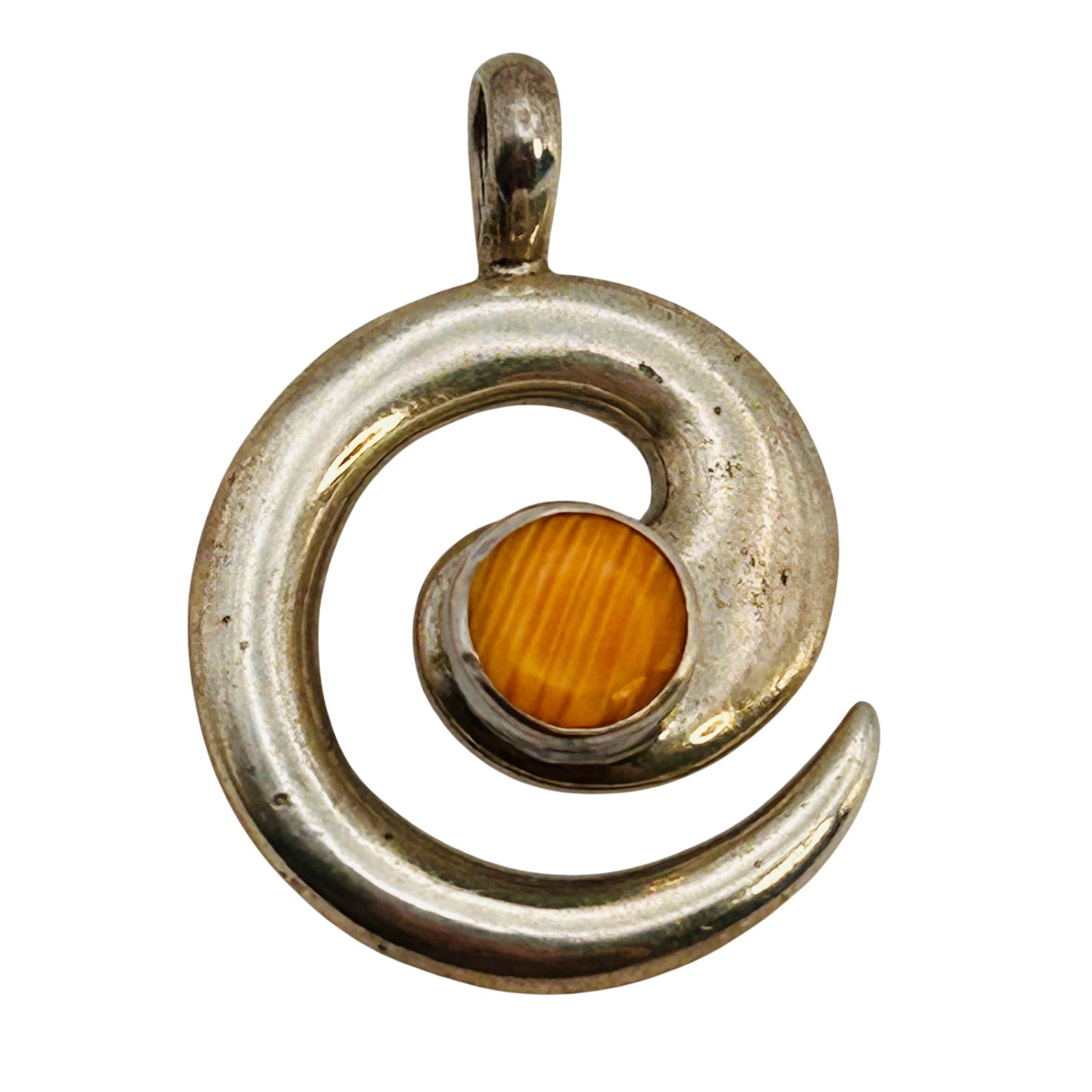 Signed Navajo Sterling Swirl Pendant (1 of 4)