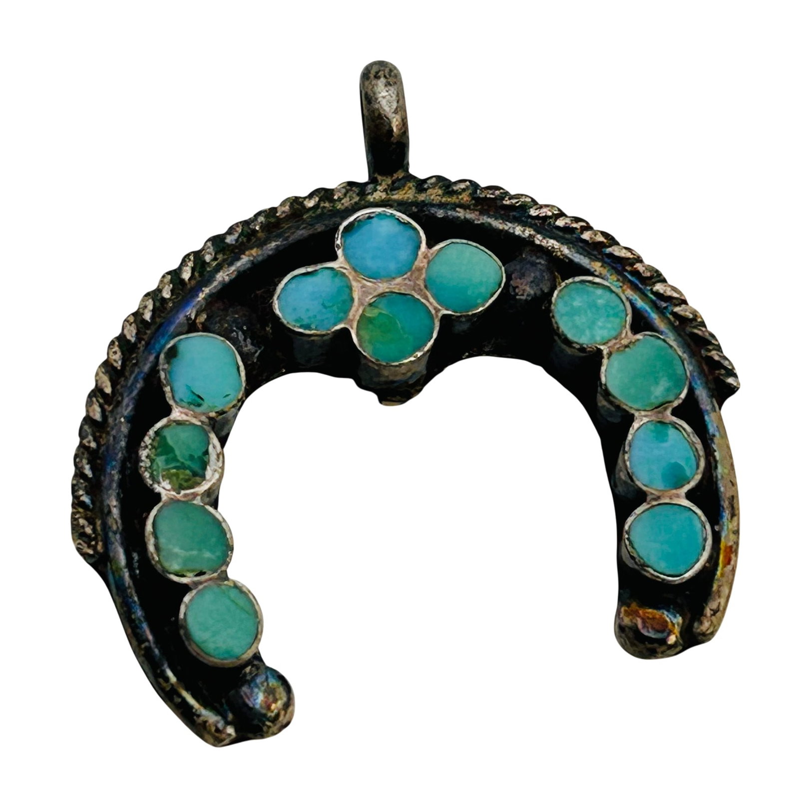 Vintage Zuni Sterling Turquoise Naja Pendant (1 of 6)
