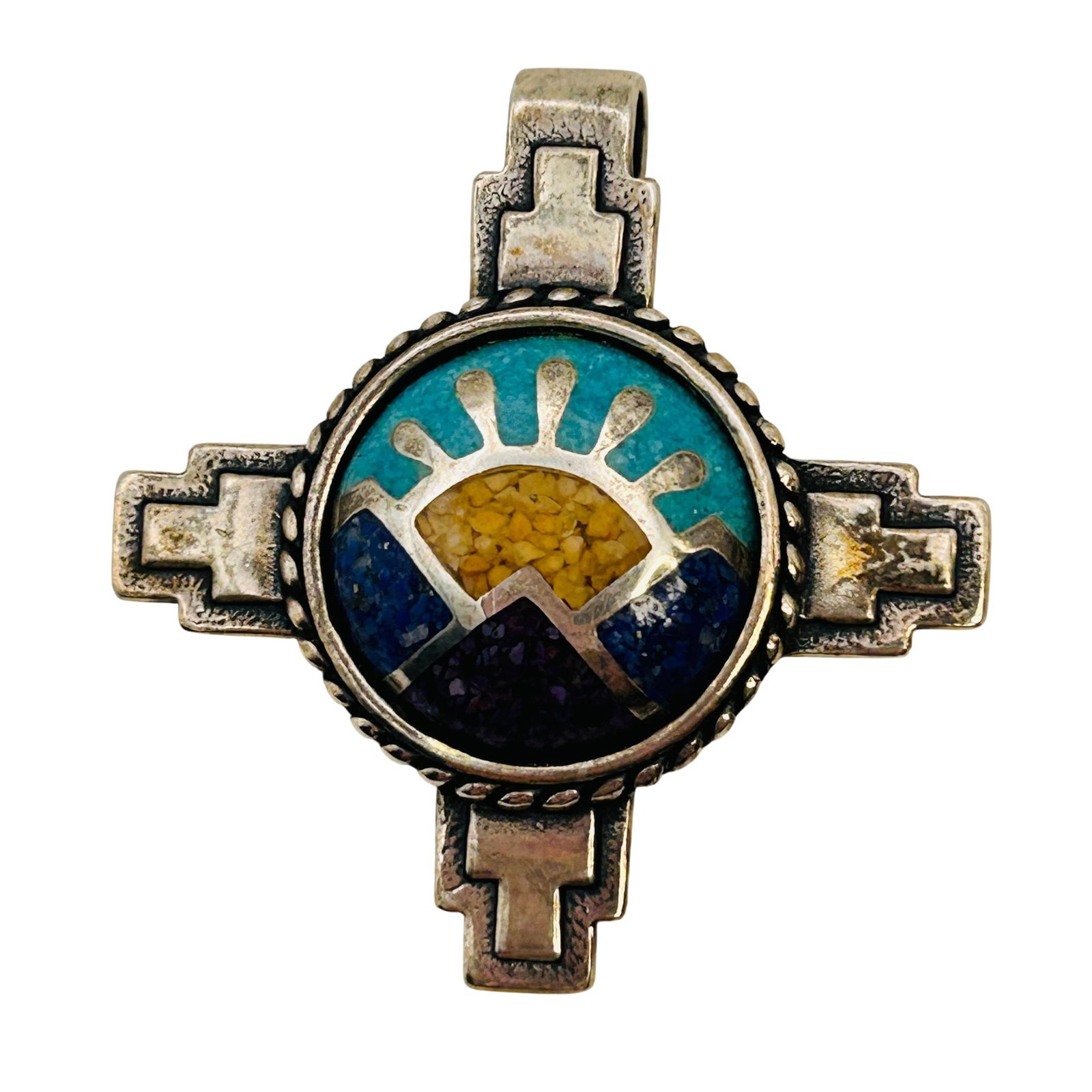 Carolyn Pollack Sterling Gemstone Mosaic Cross Pendant (1 of 5)