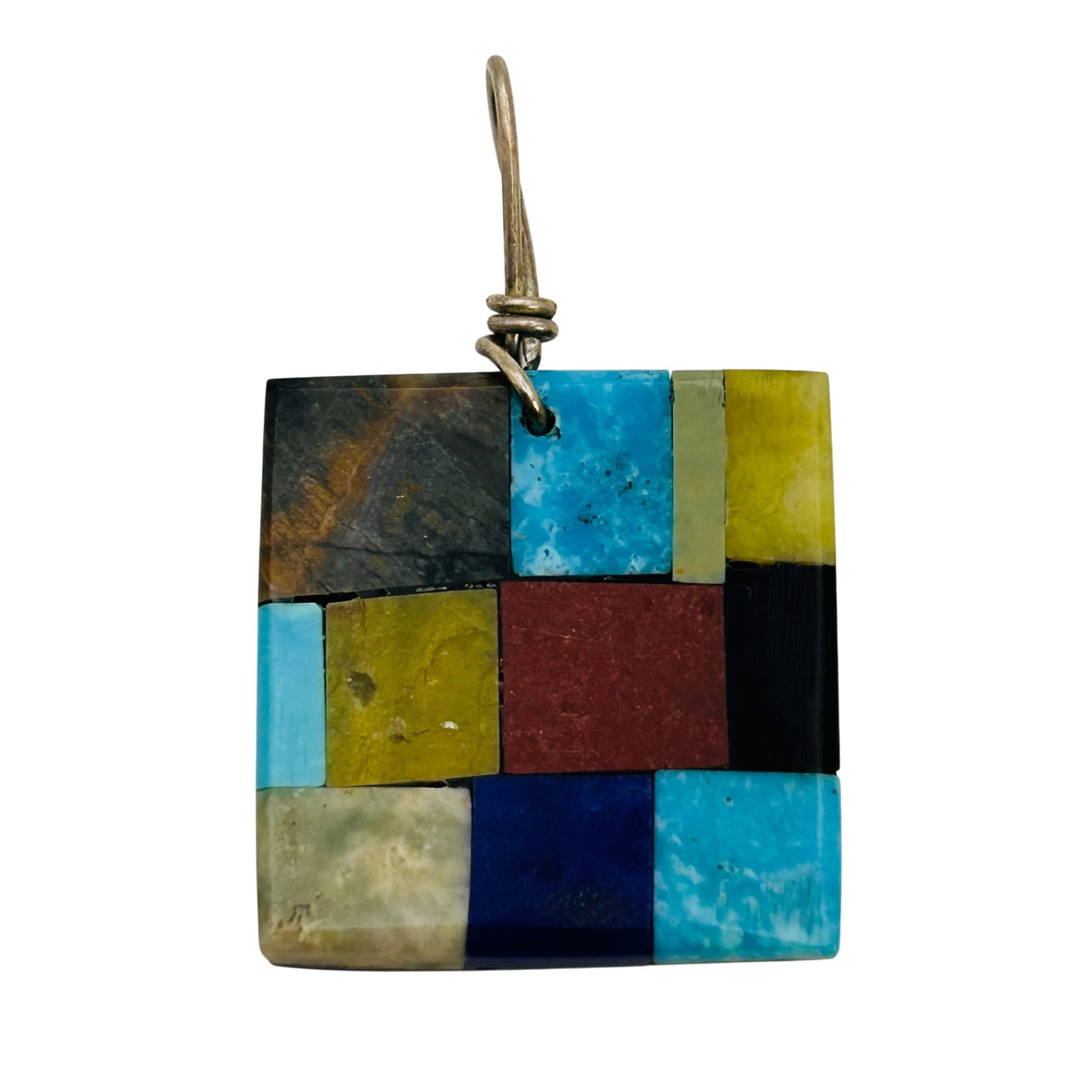 Signed Santo Domingo Sterling Mosaic Pendant: signed C Santo Domingo sterling mosaic pendant 6.3g— Multi-stone