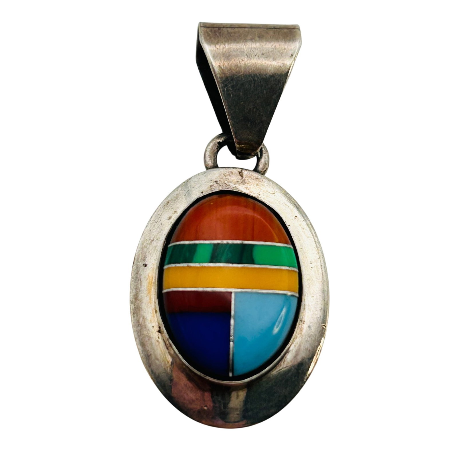 Ella Peter Navajo Sterling Inlay Multi-Stone Pendant (1 of 5)