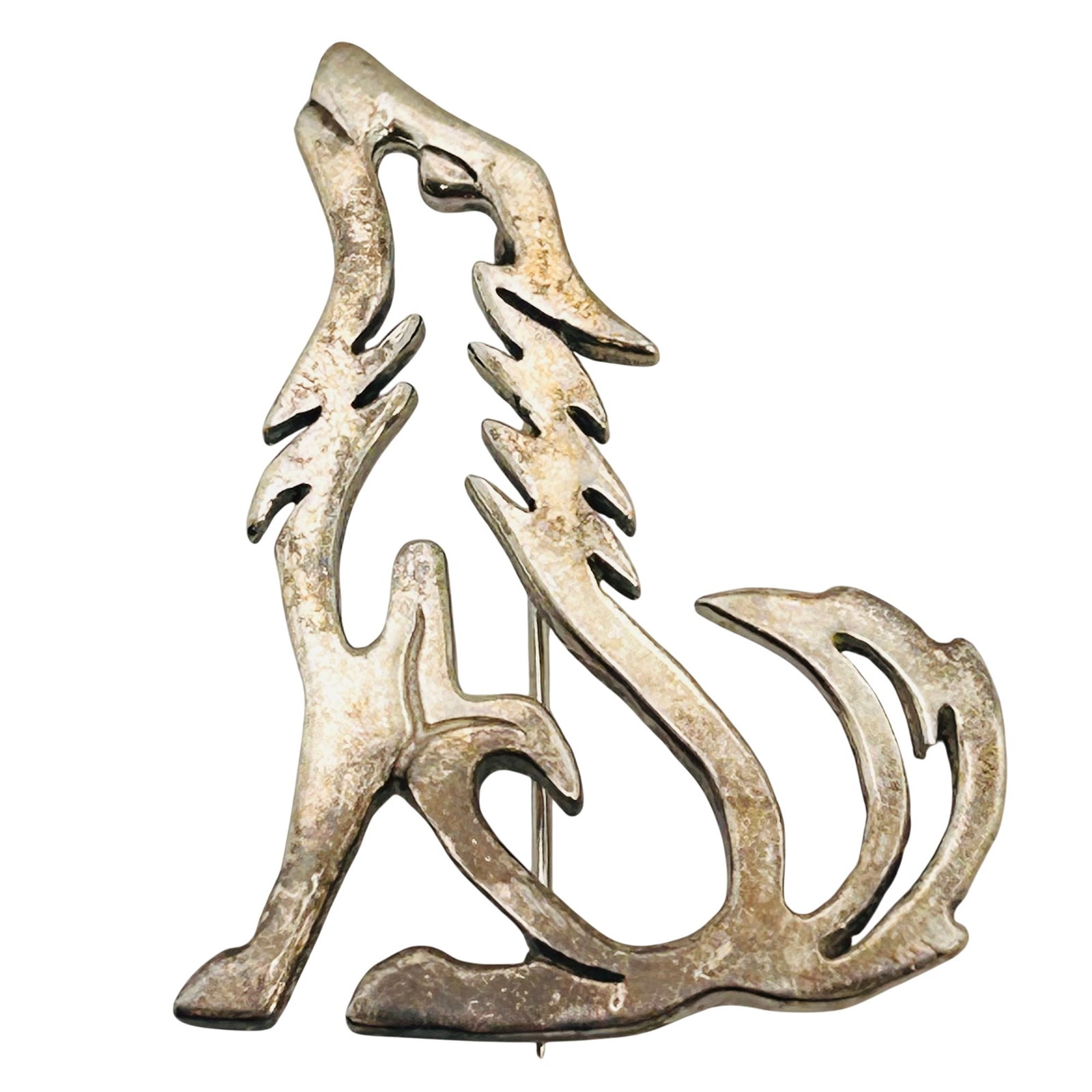 Glen Sandoval Navajo Sterling Howling Wolf Brooch (1 of 6)