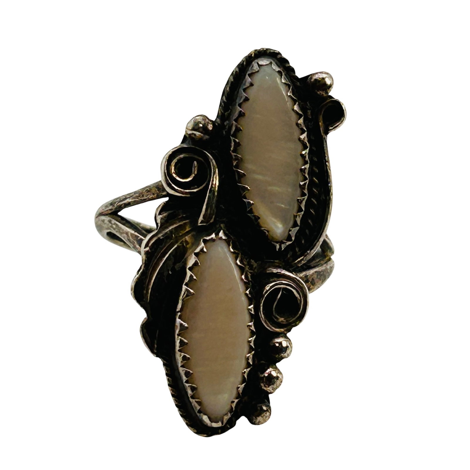 Navajo Sterling Mother Of Pearl Ring Sz 7 (1 of 6)