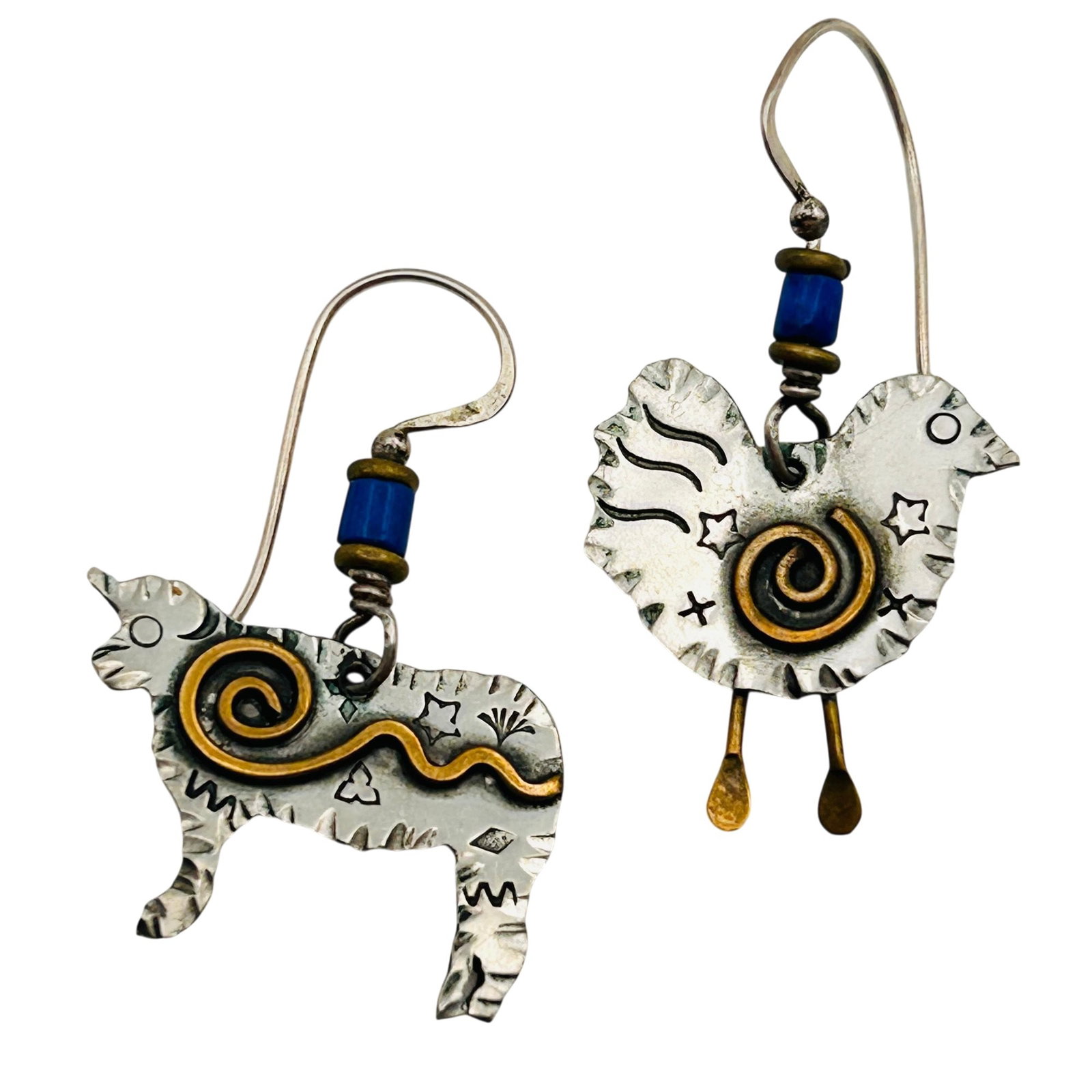 Q Miller Sterling Brass Accent Cow/Chick Earrings (1 of 6)