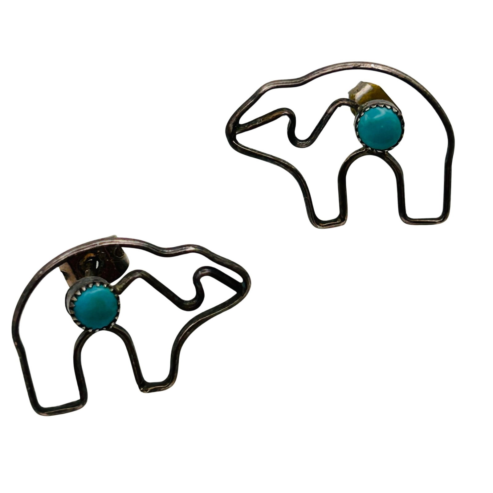 Navajo Sterling Turquoise Bear Earrings: Navajo sterling turquoise bear earrings 1.6g