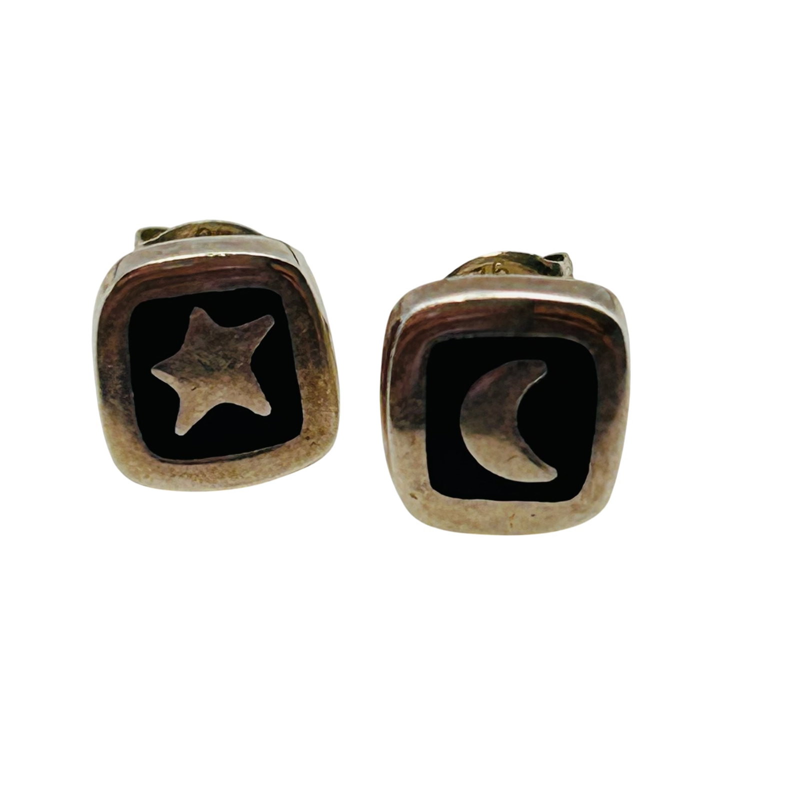 Signed Southwest Sterling Star And Moon Earrings (1 of 5)