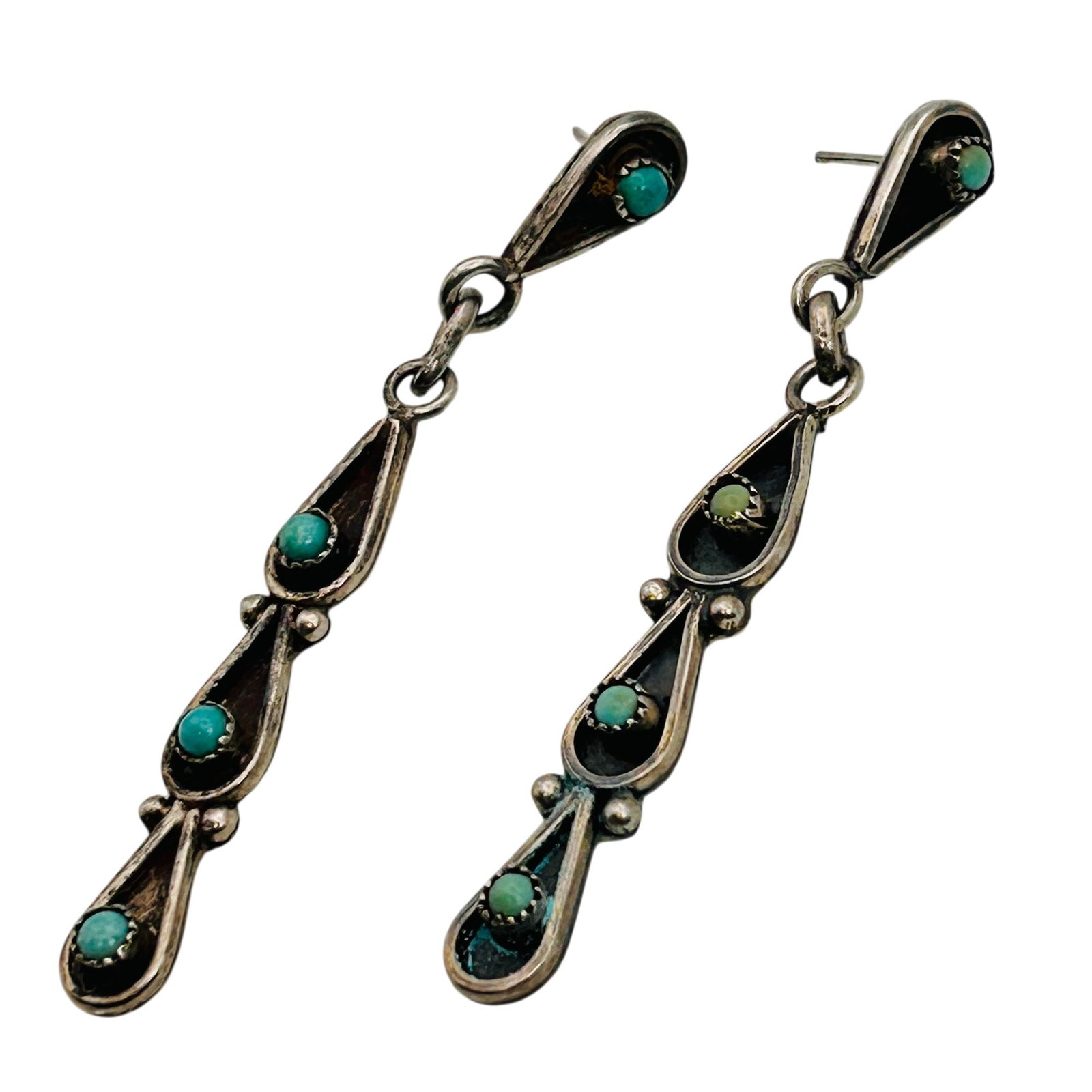 Vintage Zuni Sterling Snake Eye Earrings (1 of 7)