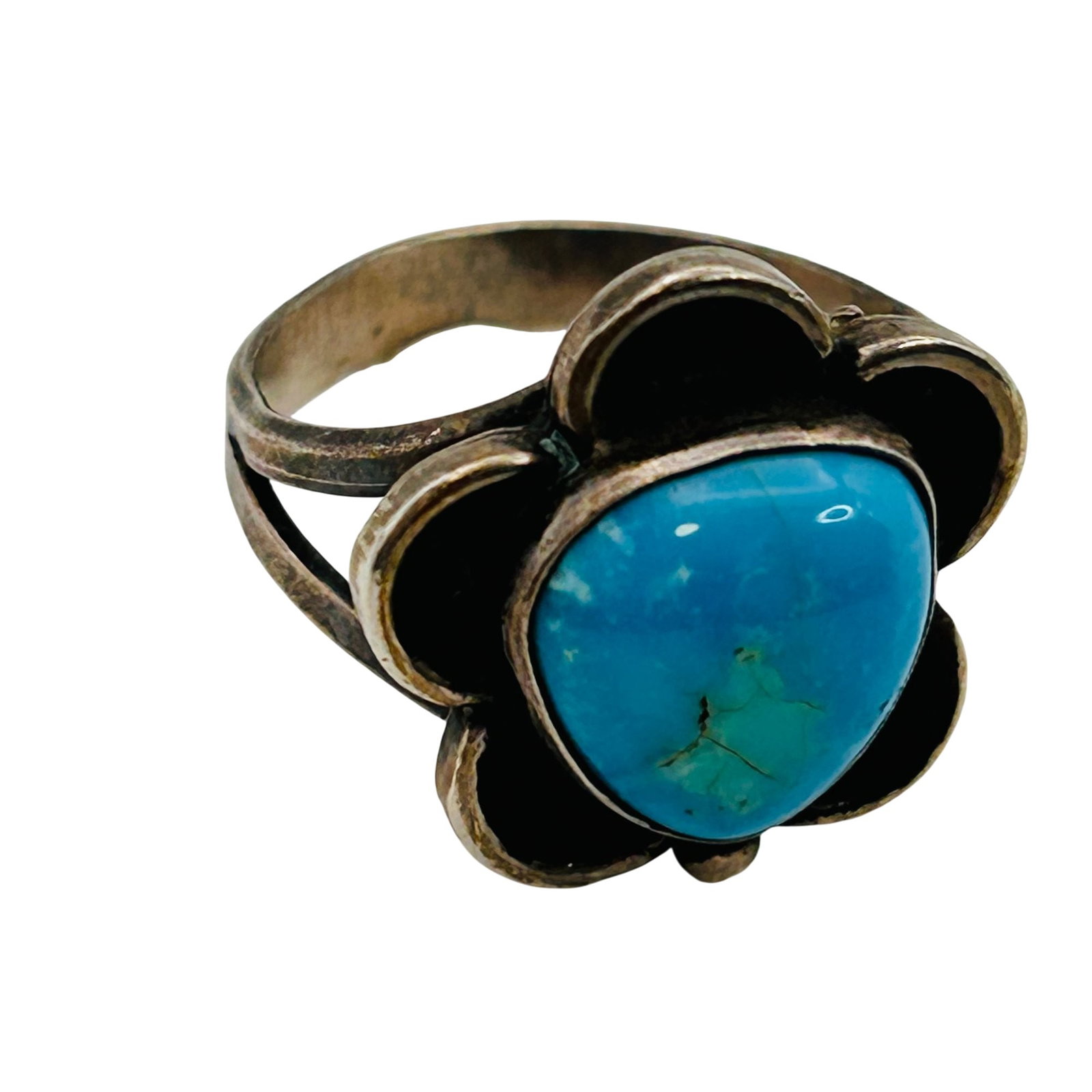 Navajo Sterling Flower Ring Sz 8 (1 of 6)