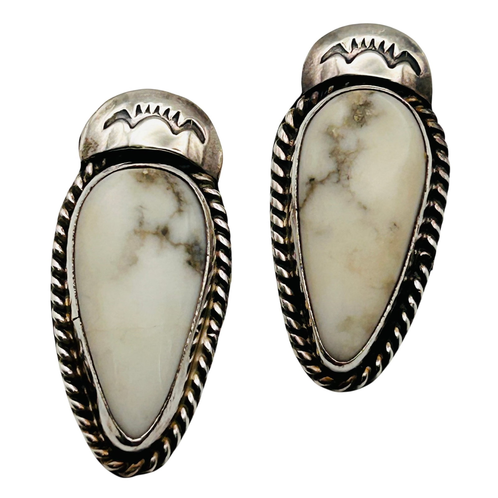 Alice McShirley Navajo Sterling White Buffalo Earrings (1 of 7)