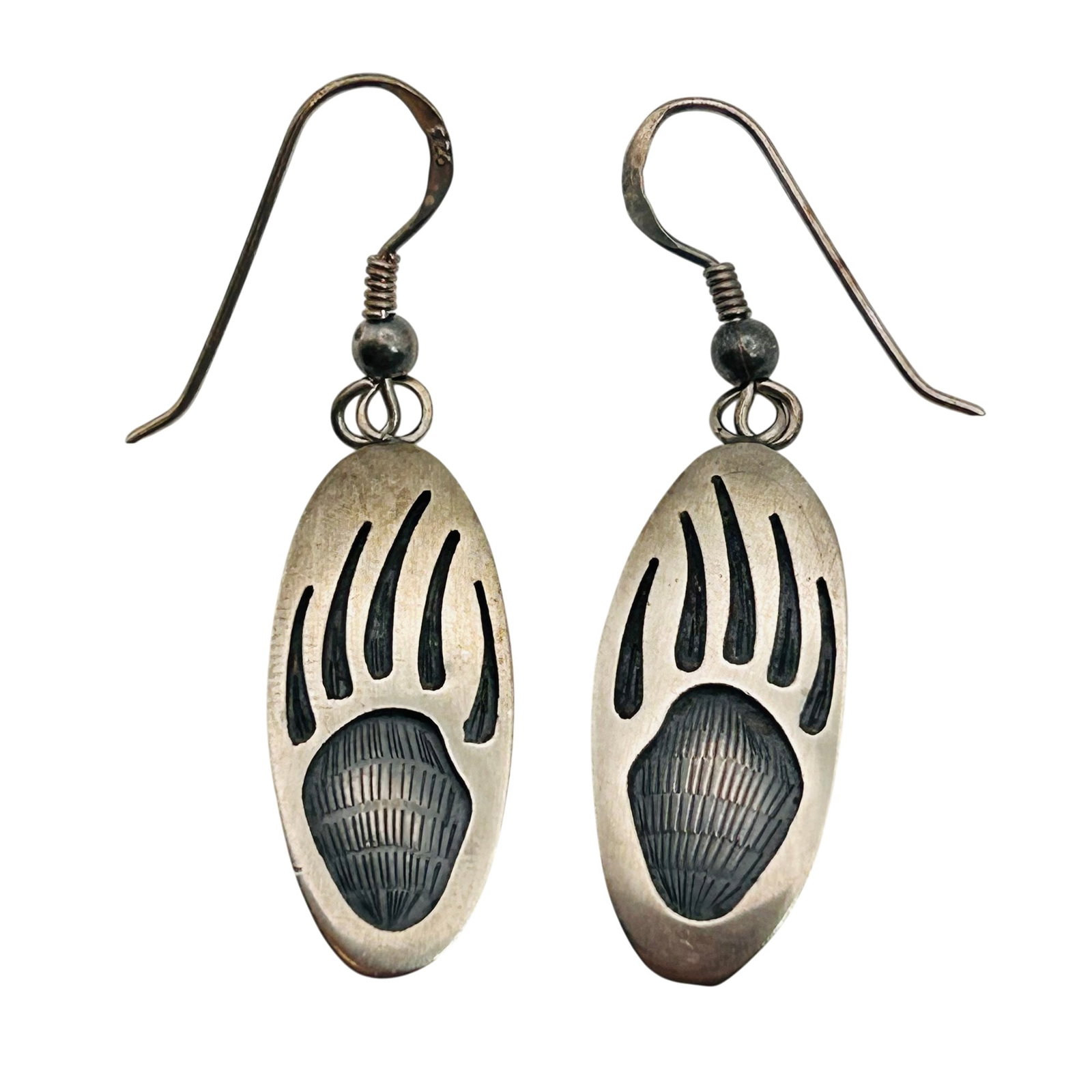 Melinda Lucas Hopi Sterling Overlay Bear Claw Earrings (1 of 6)